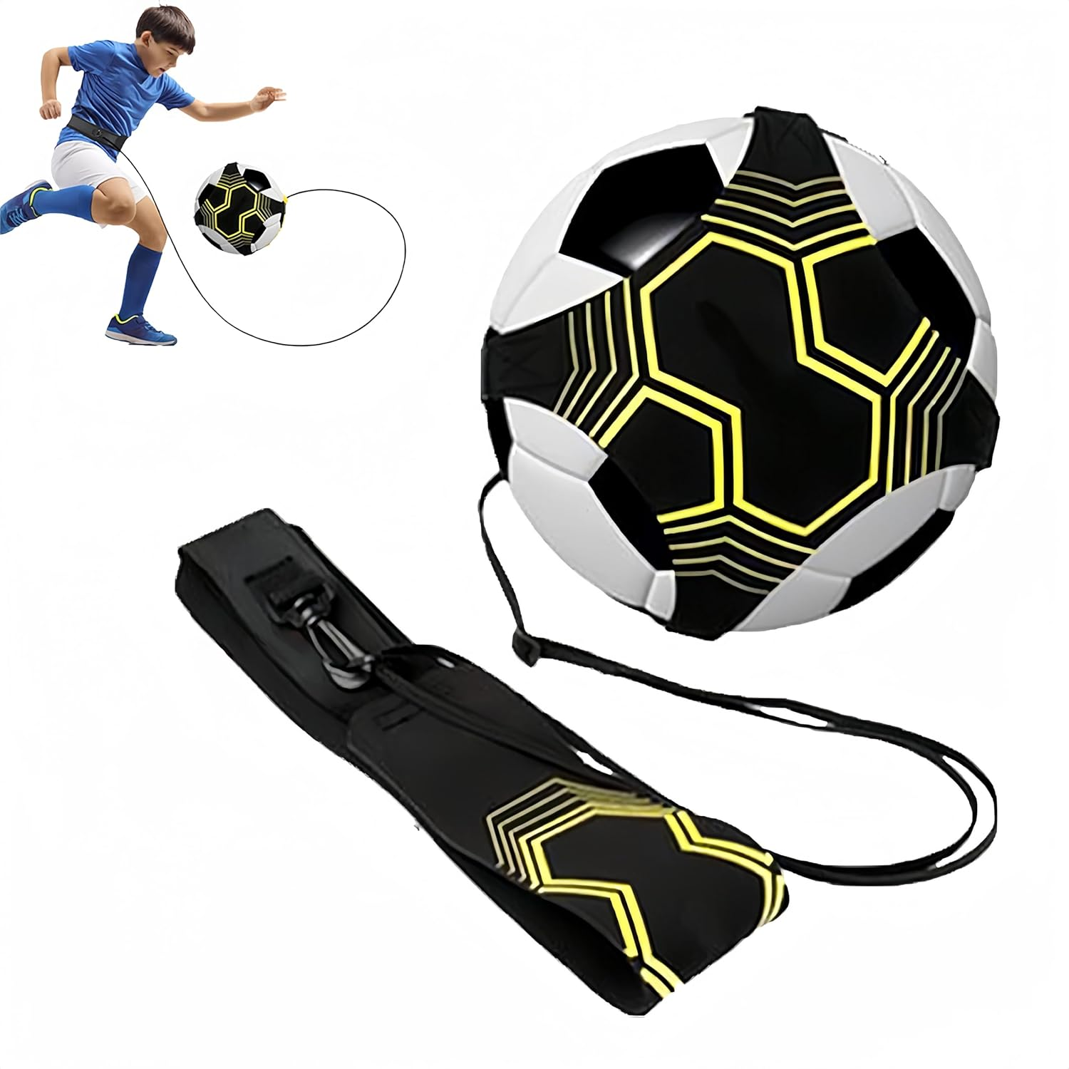 Football Training Belt, Single Player Football Practice Auxiliary Tool, Handheld Adjustable Football Kicking Training Equipment, Hands-Free Football Belt Suitable for Balls 3, 4,And 5 image number 5