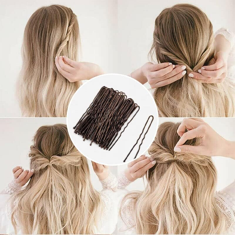 AIMALL 100PCS 6Cm U Shaped Hairpins Ripple Bun Pins Hair Clips Grips Girls Bun Dance - Metal Hair Clips for Secure Bun & Updo Styles - Ideal for Dance, Weddings, and Fashion
