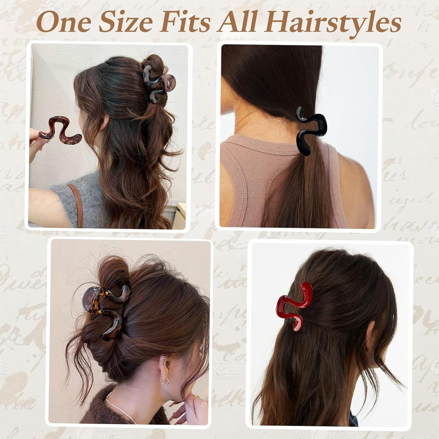 Set of 4 Women'S Hair Clips, Leopard Print Hair Clip, Black, Aesthetic Hair Clips, Suitable for Thin and Thick Hair, Women'S Gripper Set for Women and Girls image number 2