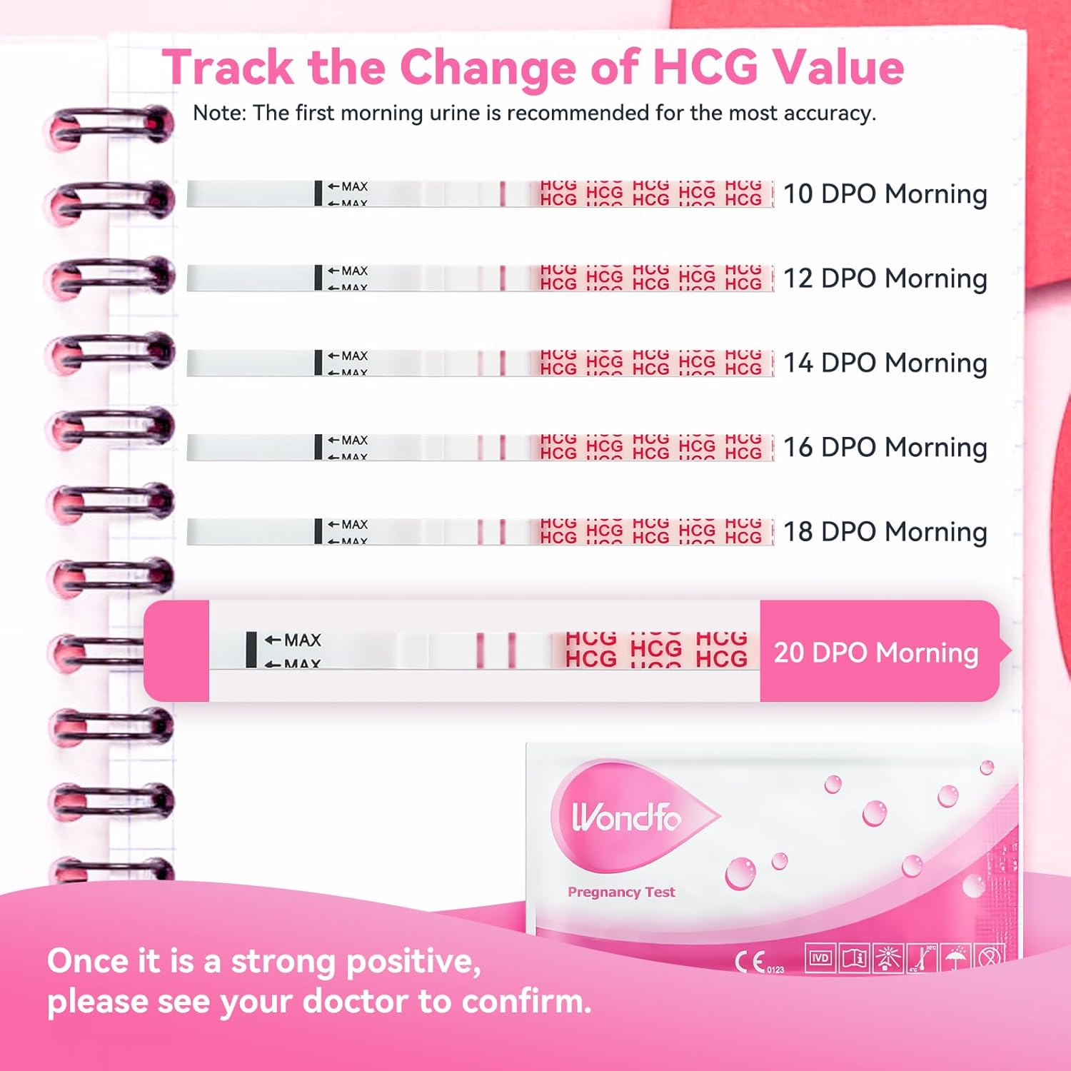 Wondfo Pregnancy Test Strips 20X Early Pregnancy Tests 10Miu Sensitive Tests up to 6 Days Detection for Home Fertility Test image number 5