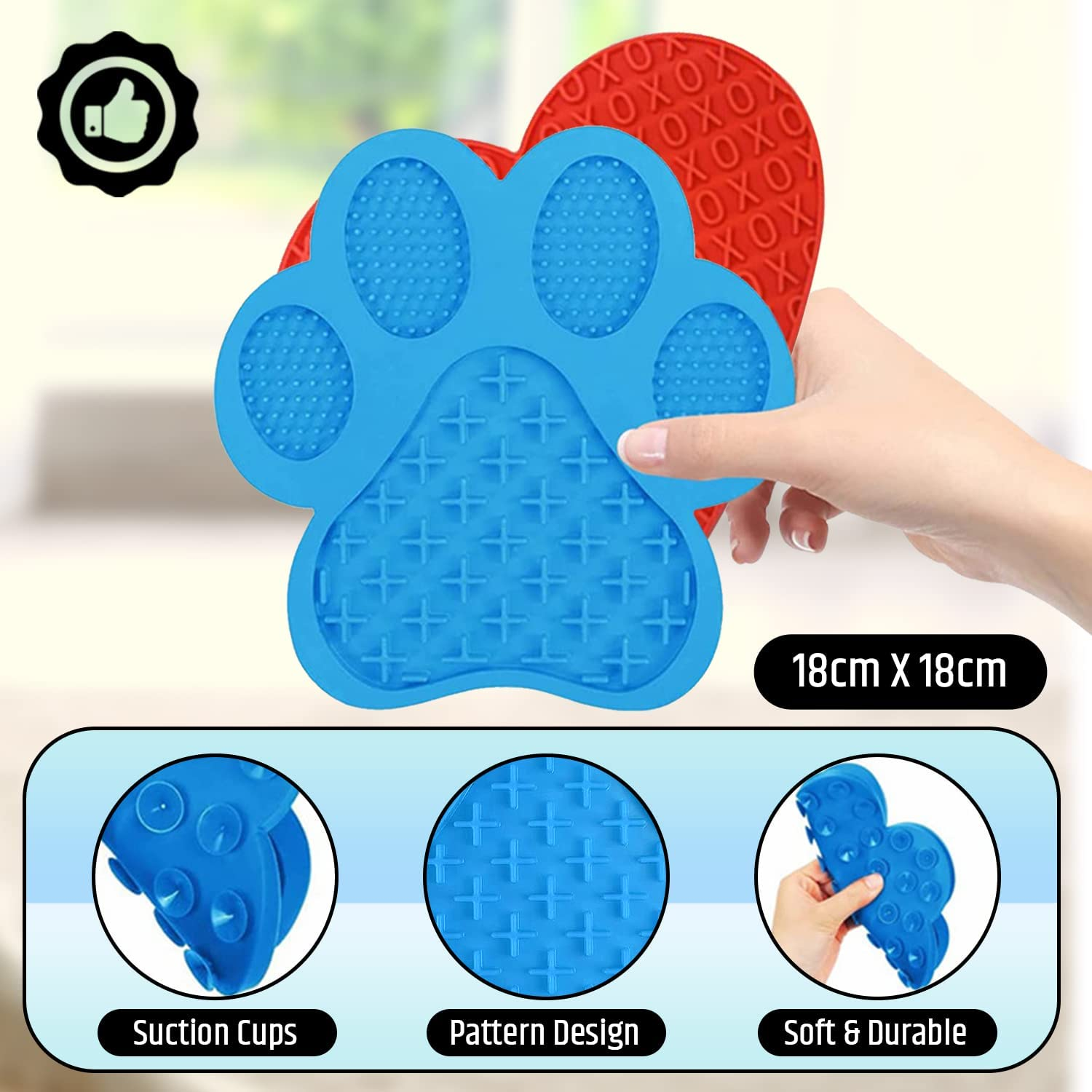 Love Lick Mat 2 Pack Combo - Slow Feeder - Love Heart & Paw Print - Suction Cups - Calms Anxious Pets - Kills Boredom - Dog Bath-Time Fun - Food Grade Silicone - BPA Free - Free Cleaning Brush Bonus image number 5