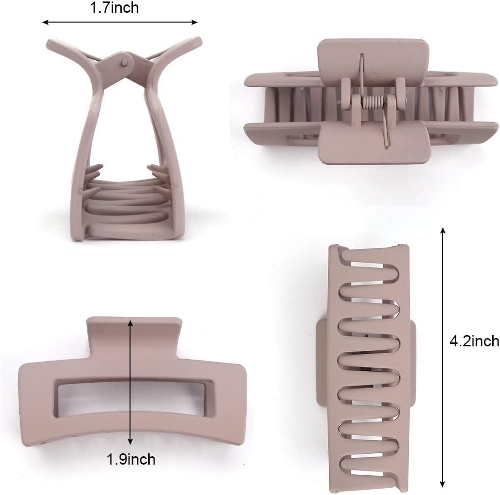 Canitor Matte Rectangular Banana Hair Clips for Thick Hair - 4 PCS Non-Slip Design Jaw Clips and Barrettes for Women image number 4