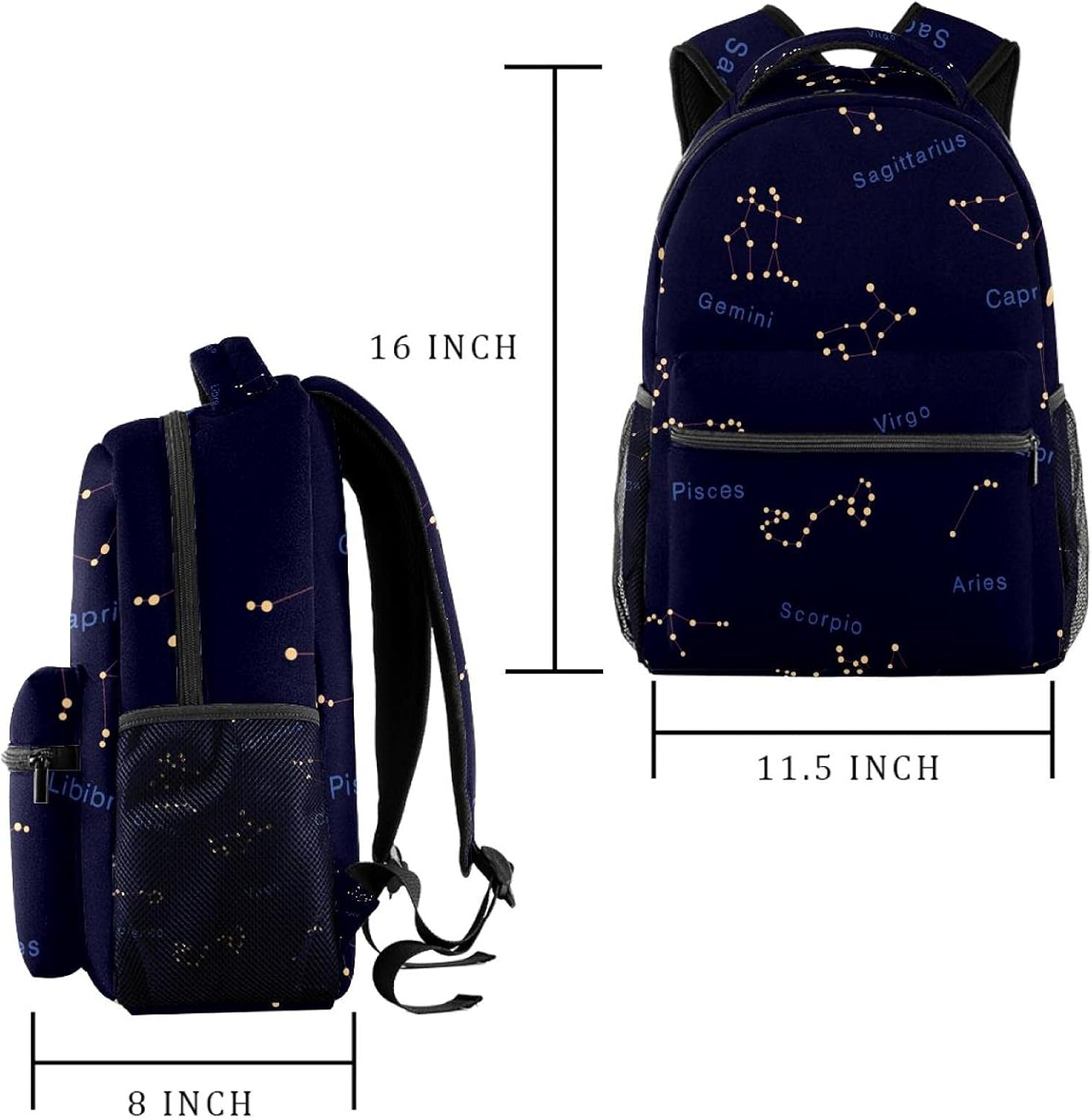 Zodiac Constellations Star Space Pattern Backpack Students Shoulder Bags Travel Bag College School Tote Backpacks image number 1