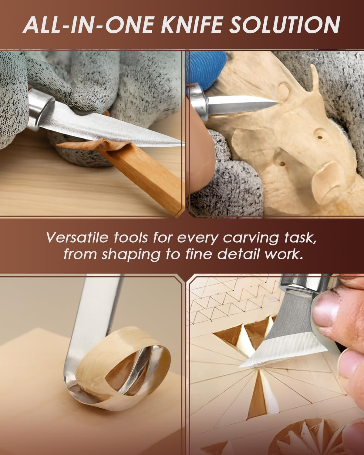 Wood Carving Kit Whittling Kit: Deluxe Wood Carving Tools Set with Leather Case - Wood Carving Knife with Basswood Blocks Woodworking Widdle Gift for Beginners Adults Kids Hobby image number 5