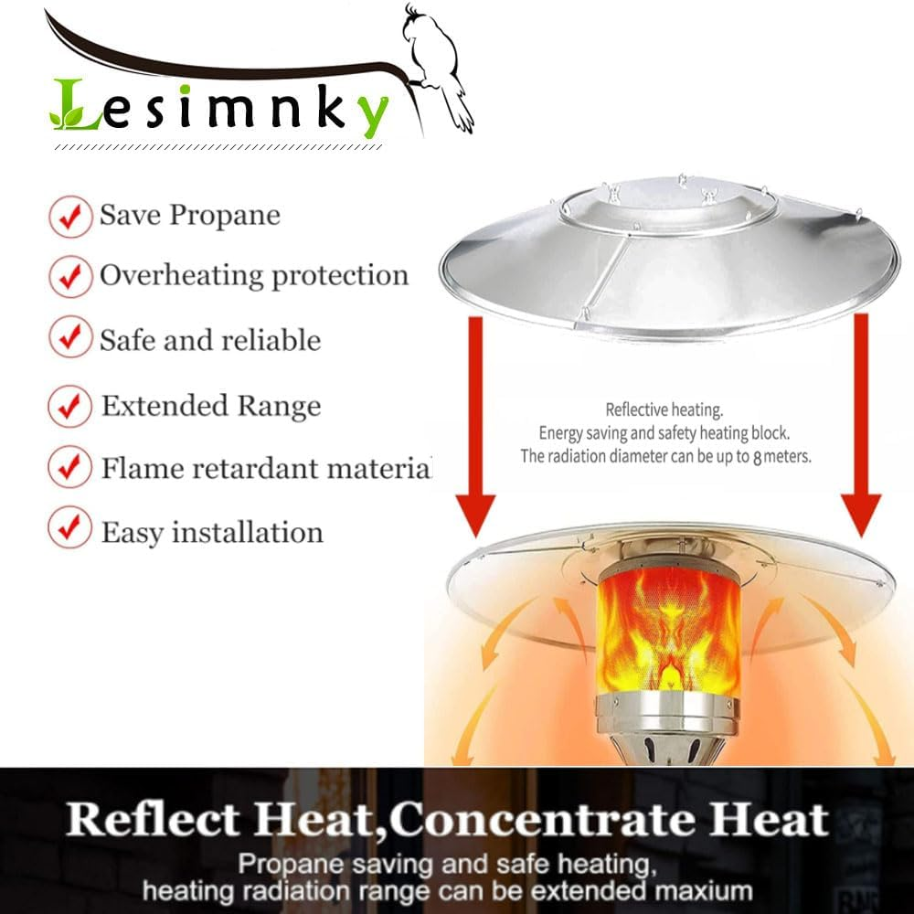 Outdoor Patio Heater Reflector Shield - Upgraded 33" Aluminum Heat Dome Replacement Part for Propane Heaters - round 3-Hole Mount image number 4