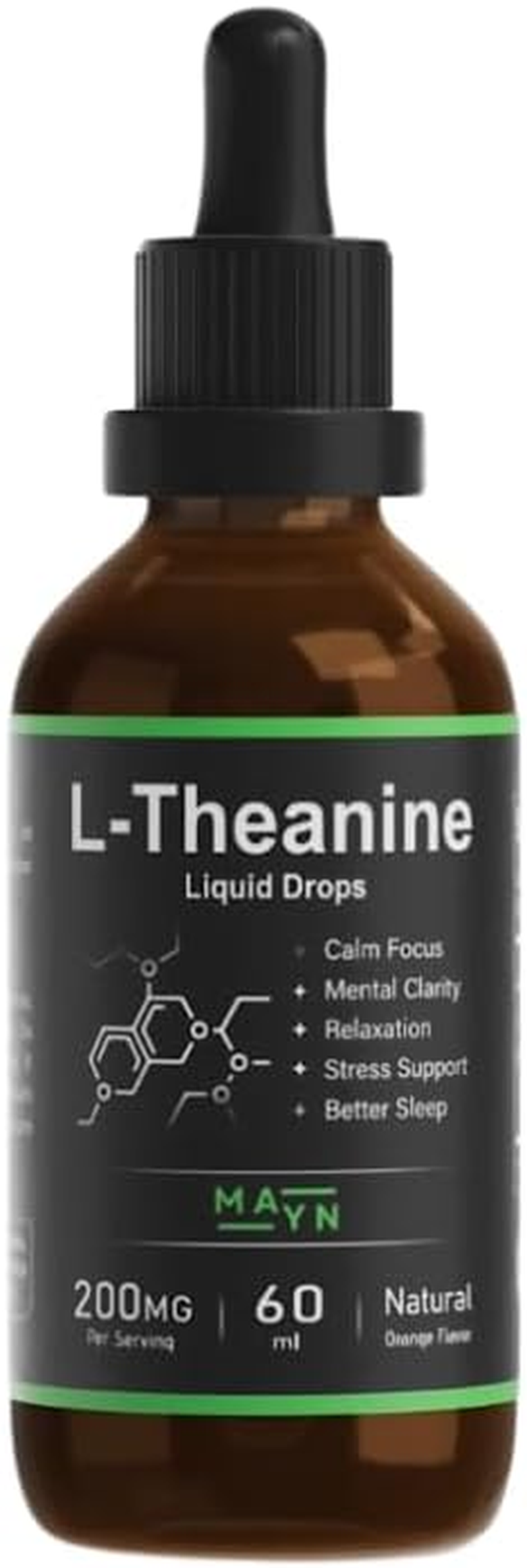 MAYN L-Theanine Liquid Drops &ndash; Natural Relaxation, Stress Relief & Focus Support Supplement &ndash; 200Mg Vegan, Non-Gmo, Clean Formula for Calm Mood & Mental Clarity &ndash; 60Ml image number 5