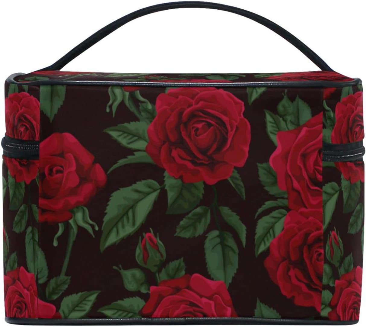 ODAWA Abstract Floral Pattern Makeup Bag Waterproof Travel Organizer Bag for Women and Girls, Red Roses2 - Bright Gentle Pattern image number 7