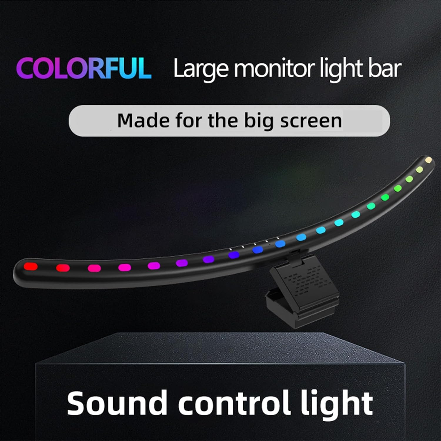 2 in 1 Monitor Light Bar,Rgb Computer Monitor Lamp Screen Lamp Monitor Light Bar Light Source Voice Activated Musical Rhythm Eye Caring LED Gaming Lamp Curved Computer Monitor image number 5