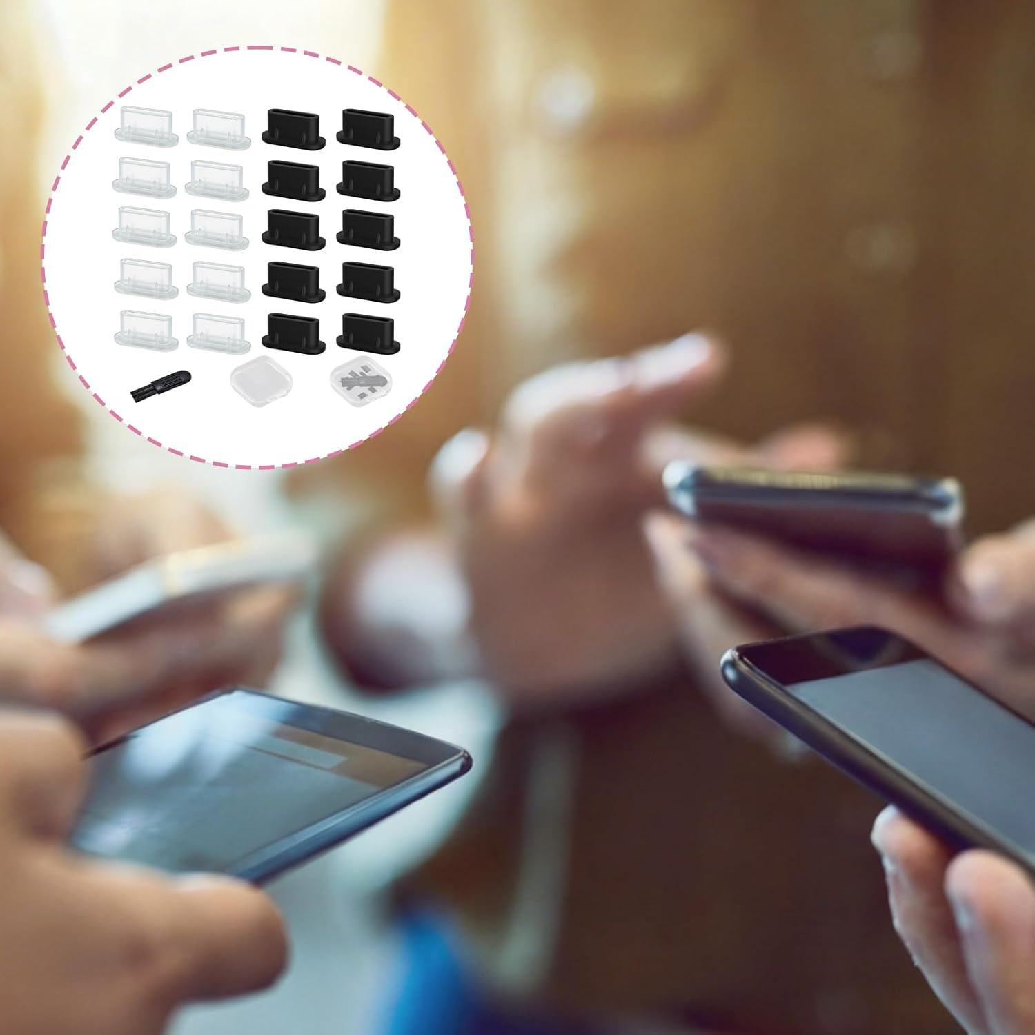 23 Pcs USB C Dust Protection Plugs Kit, Silicone Dust Cover Set with Mixed Colours and Cleaning Brush, Compatible for Type C Devices Ports Charging Protection Daily Carry Travel Work image number 3