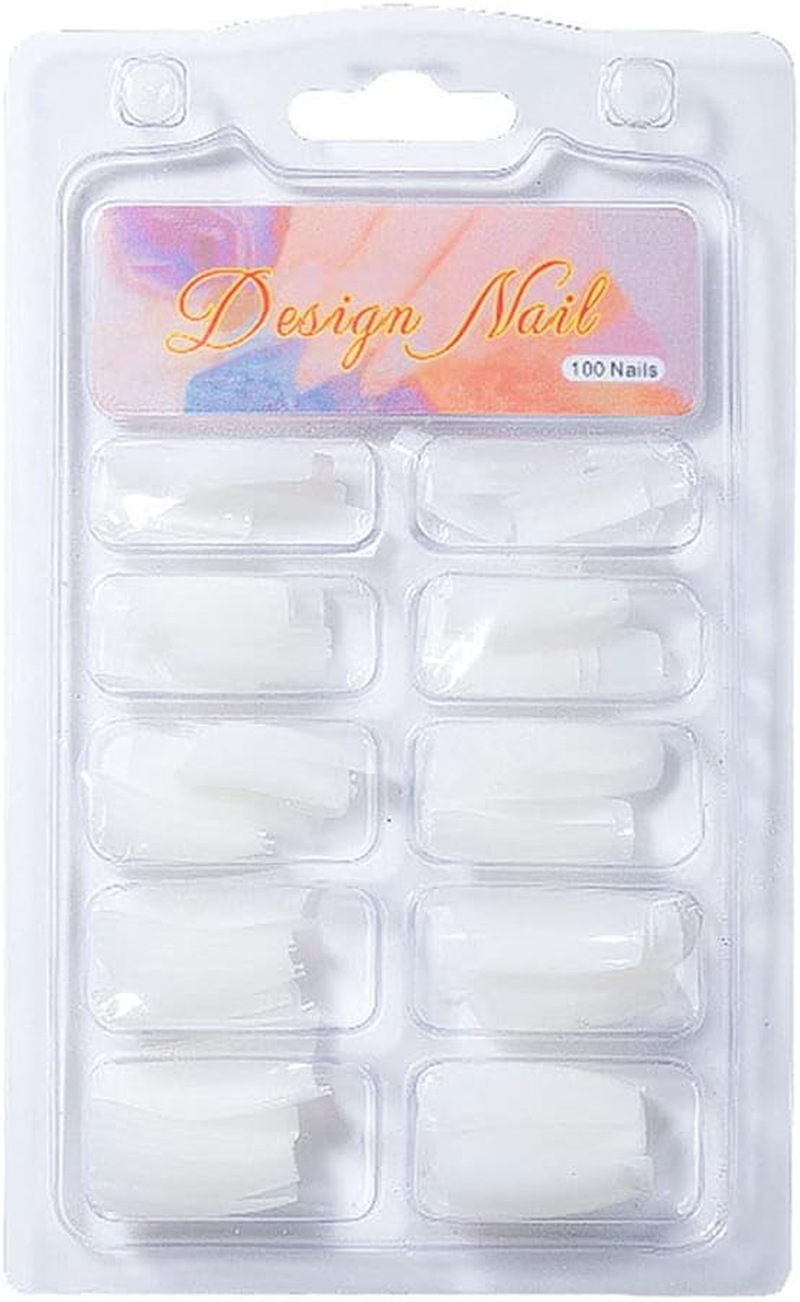 ANCLLO 100 Pieces Natural Gel Nail Shape Full Cover Dual Nail System Shapes C Curve Nail Shape Nail Extension Tips Nail Art Manicure Tools image number 6