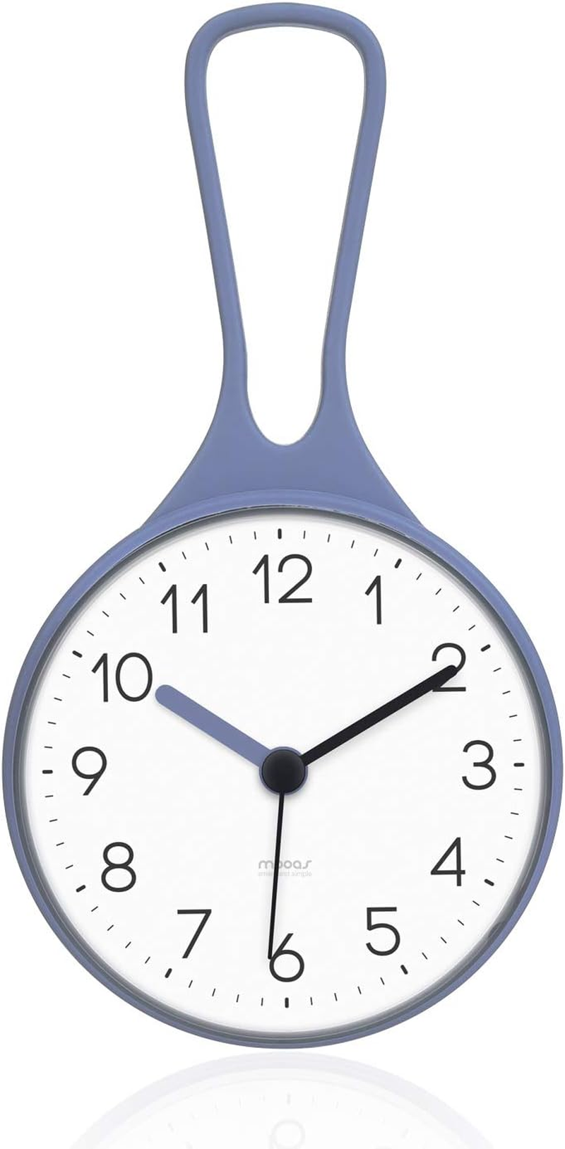 Mooas Loop Bathroom/Waterproof Shower Clock, Hanging with Hook, Kitchen Clock, Non-Ticking Battery Operated (Gray)