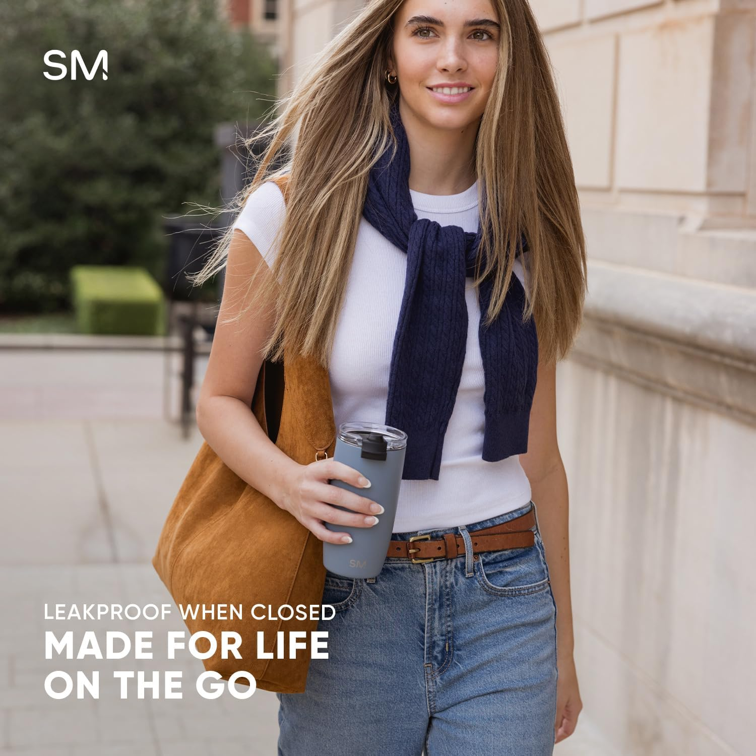 Simple Modern Travel Coffee Mug Tumbler with Flip Lid | Reusable Insulated Stainless Steel Cold Brew Iced Coffee Cup | Gifts for Women Men Him Her | Voyager Collection | 16Oz | Almond Birch image number 2