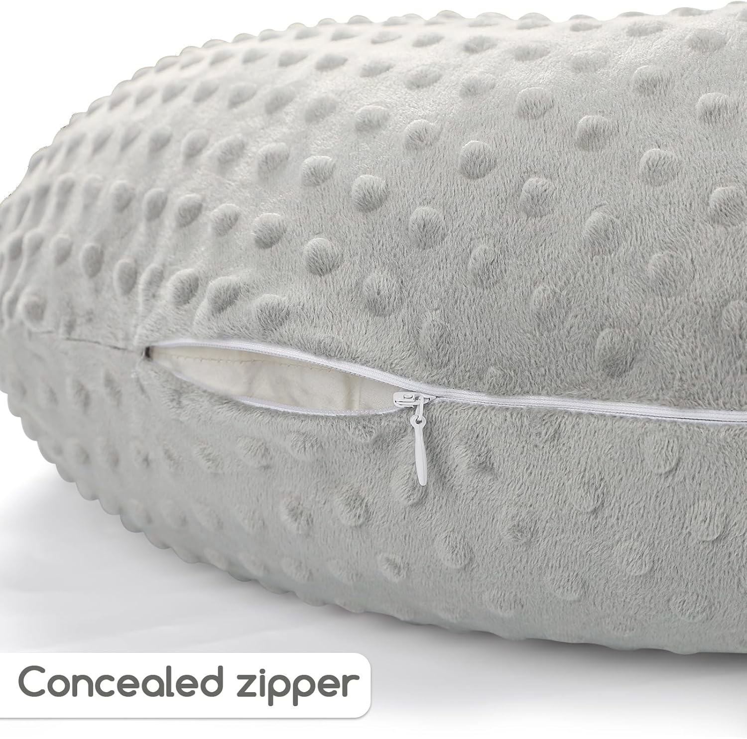 GFU Breastfeeding Pillow for Newborn with Dot Fabric Nursing Pillow Cover, Soft Comfortable Nursing Pillow for Breast Feeding and Bottle, Grey image number 6