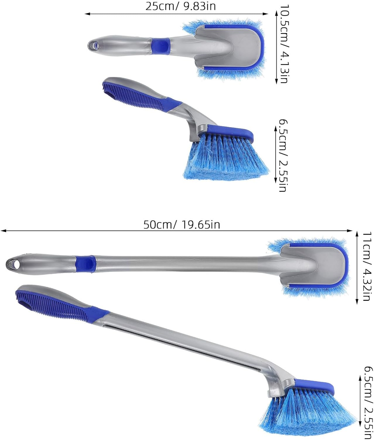 Outanaya Car Wheel Cleaning Brush Set, 2Pcs Tire and Rim Detail Brushes with Long and Short Ergonomic Handles, Soft Bristles for Auto Wheel and Tire Care, Suitable for Car and Motorcycle Detailing image number 2