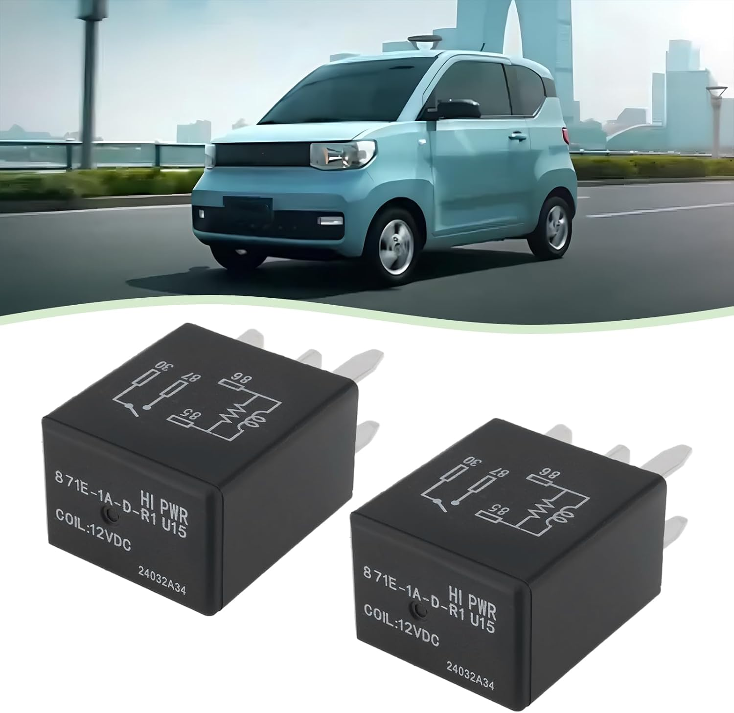 YINETTECH 2Pcs 871E-1A-D-R1 U15 12VDC 35A 4 Pin ISO Normally Open Micro Car Relay for Cars Trucks Industrial Equipment image number 4