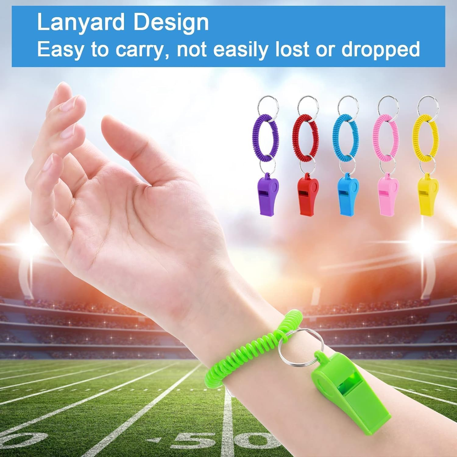 Plastic Whistle Sport Whistle with Bracelet Keychain,Sport Whistles with Bracelet Keychain,Loud Clear Plastic Whistles with Bracelet Keychain,Loud Crisp Clear Sound Plastic Whistle with Bracelet image number 2