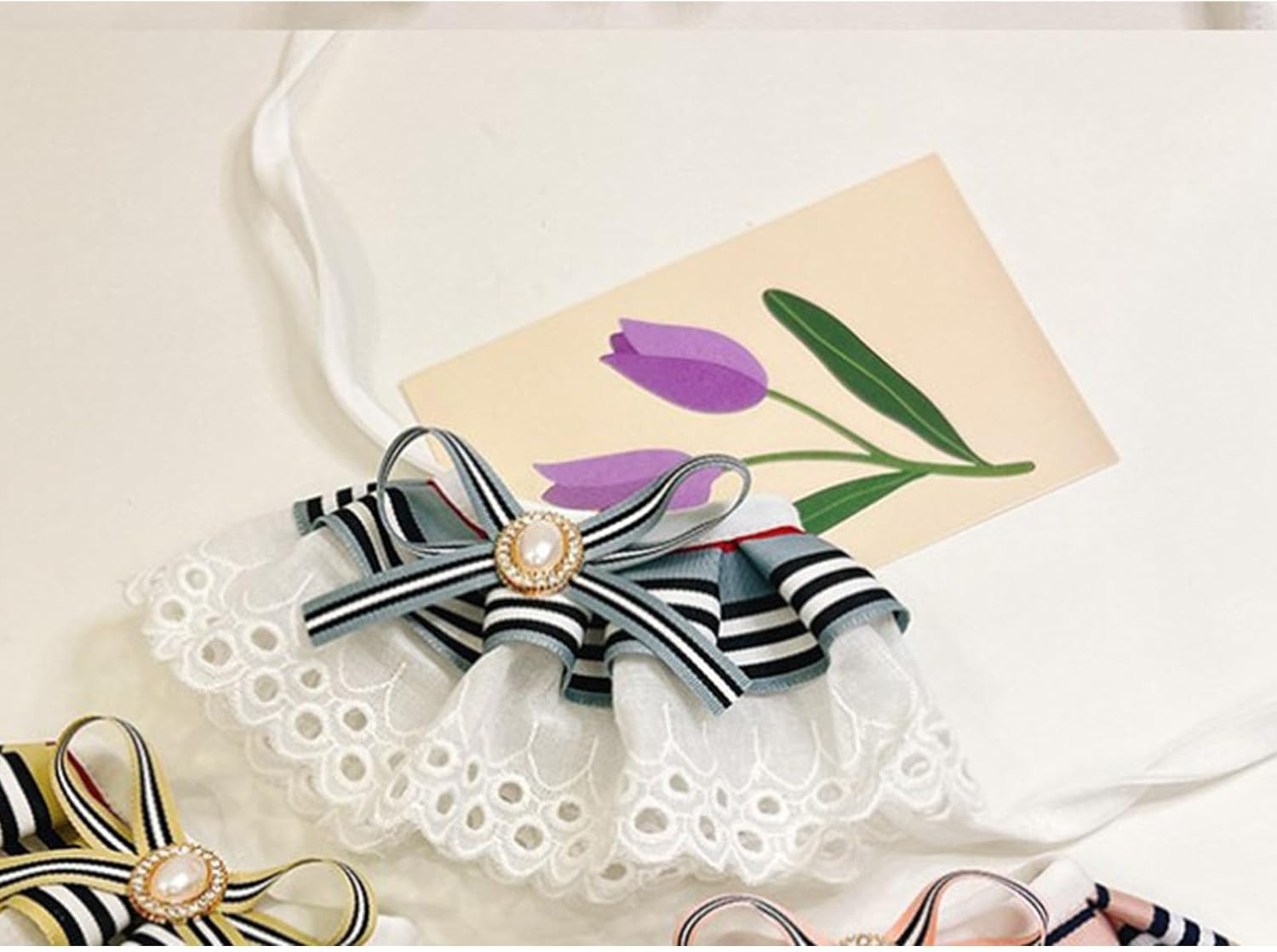 Cat Collar Bib, Lace Cat Bandana Bowknot Lace Dogs Scarf Bibs Dog Cat Collar Bow Tie, Adjustable Pet Decor Costume Accessories Girl Bandanas Costume Decor Accessories for Puppy Cats(S) - L image number 5