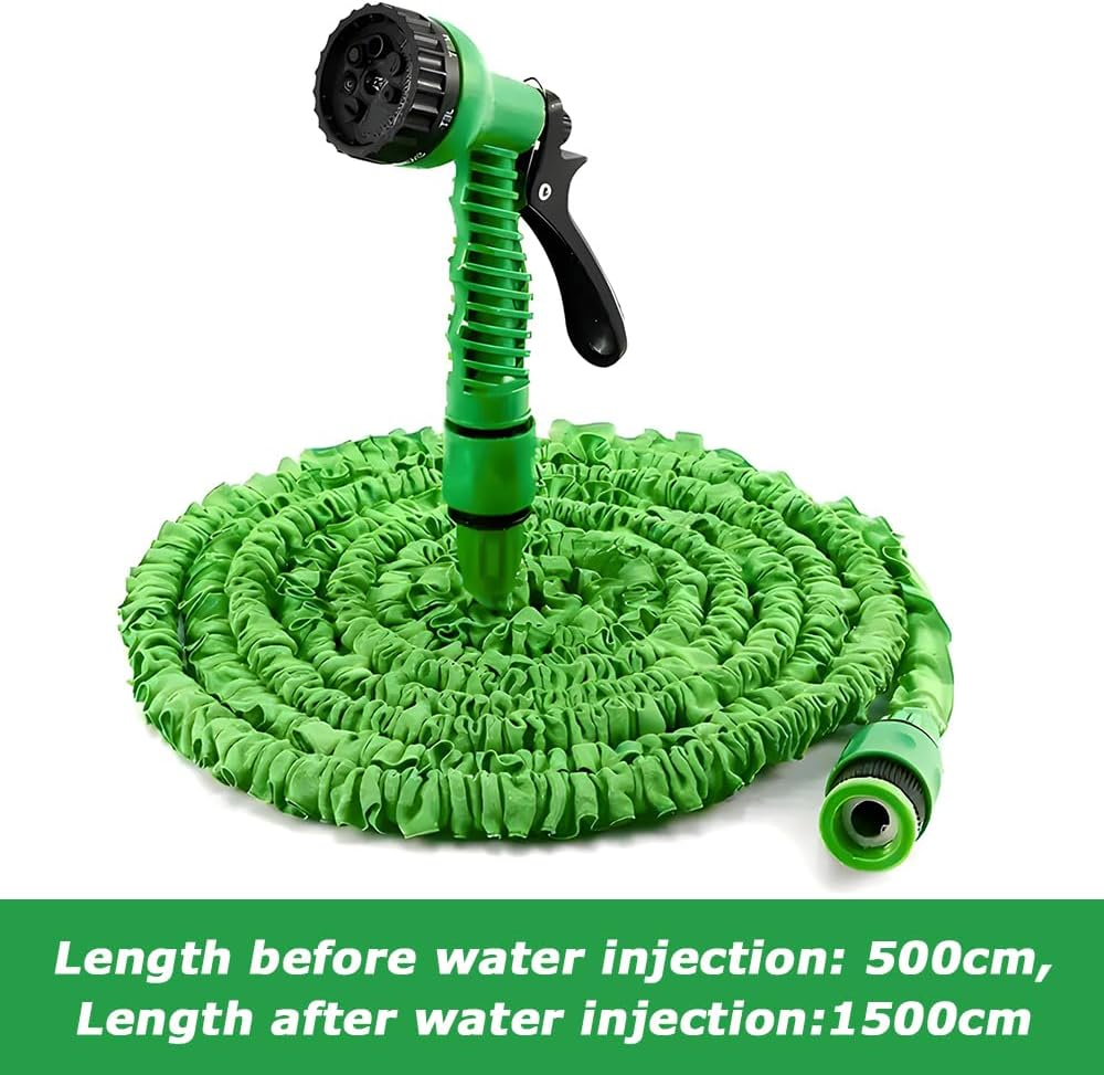 7 Function Spray Hose, Flexible Garden Hose, Expandable Water Hose, Multi Functional Garden Spray Hose,Suitable for Watering Plants Car Wash Gardening (Green, 15M) image number 3