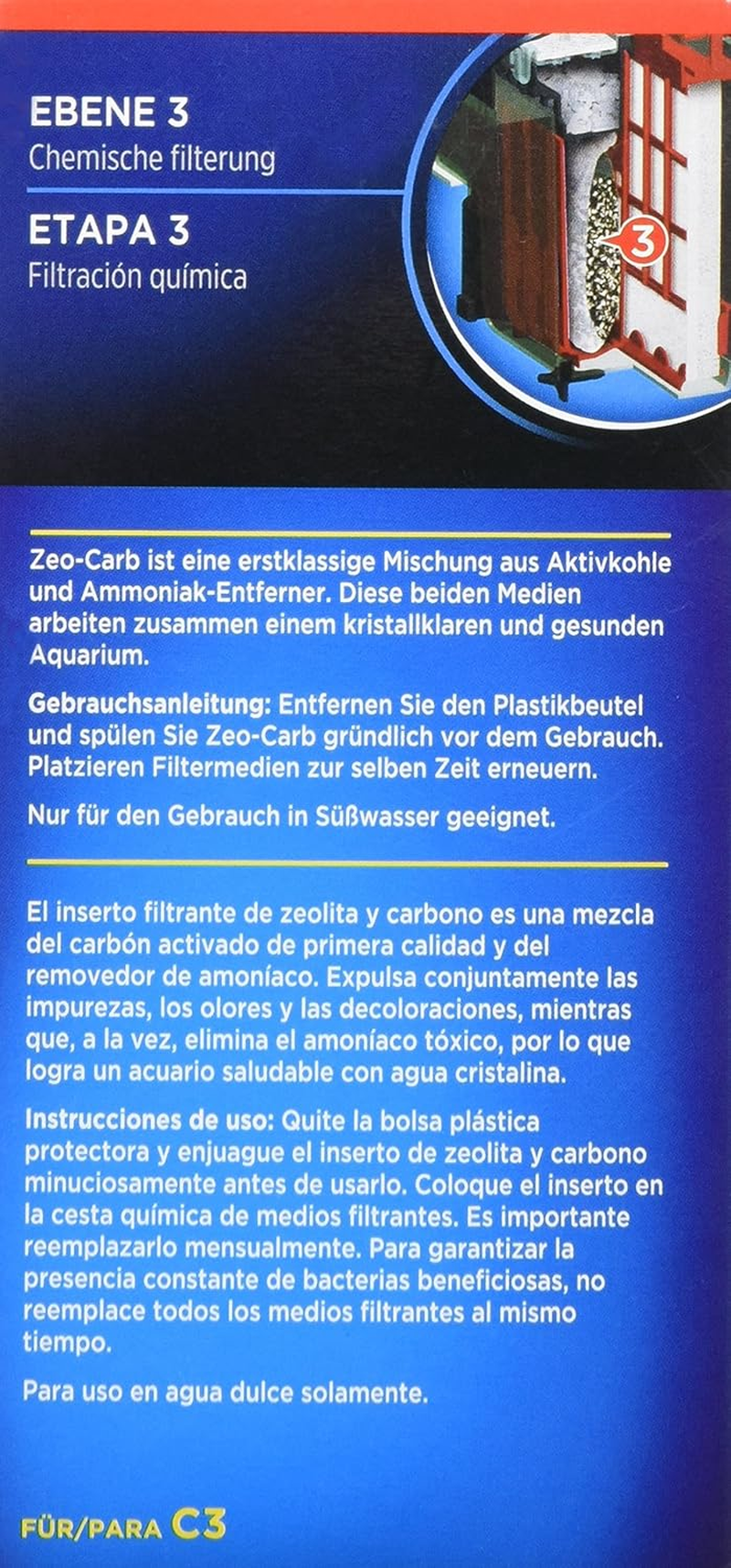 Fluval C3 Zeo-Carb, Replacement Aquarium Filter Media, 3 Count (Pack of 1), 14018, White