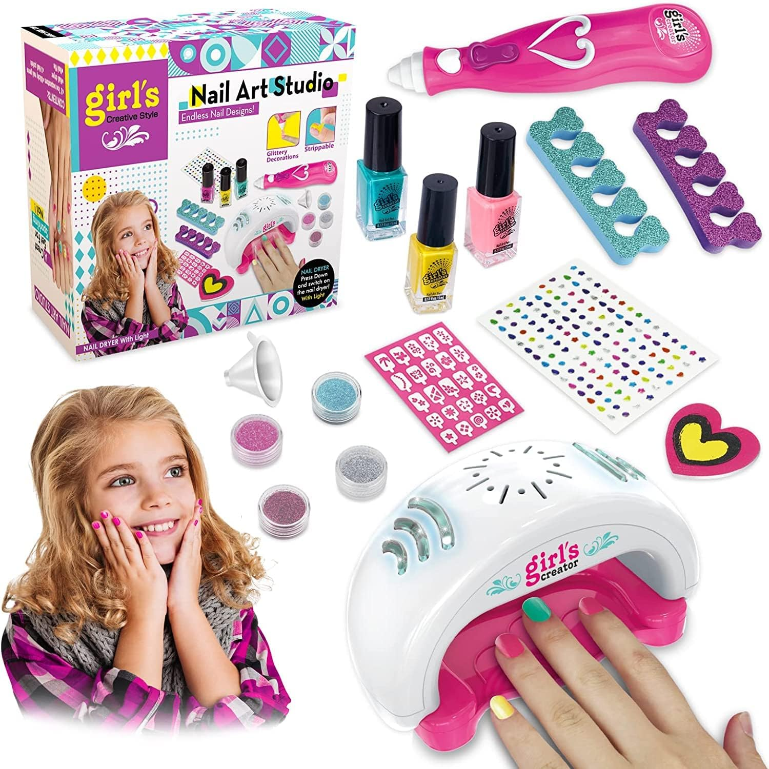 Kid Nail Studio Set Kids Nail Polish Kit Girls Nail Salon Games Manicure Sets for Girl Age 6-12 image number 5