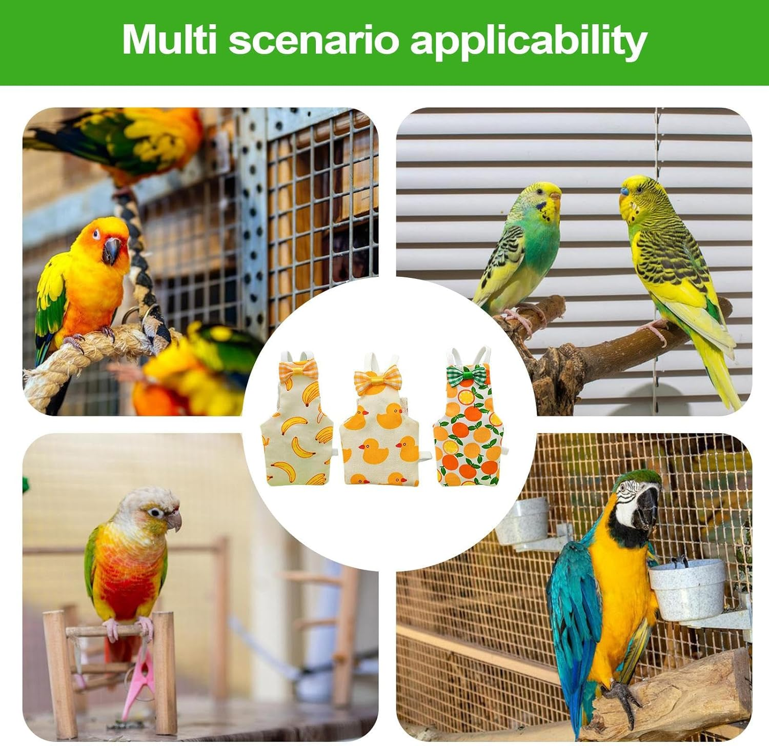 Bird Diapers, Bird Diapers Clothes for Pigeons, Cute Parakeet Cotton Clothing with Strap for Pet Animals Yard Travel Housewarming Halloween Garden