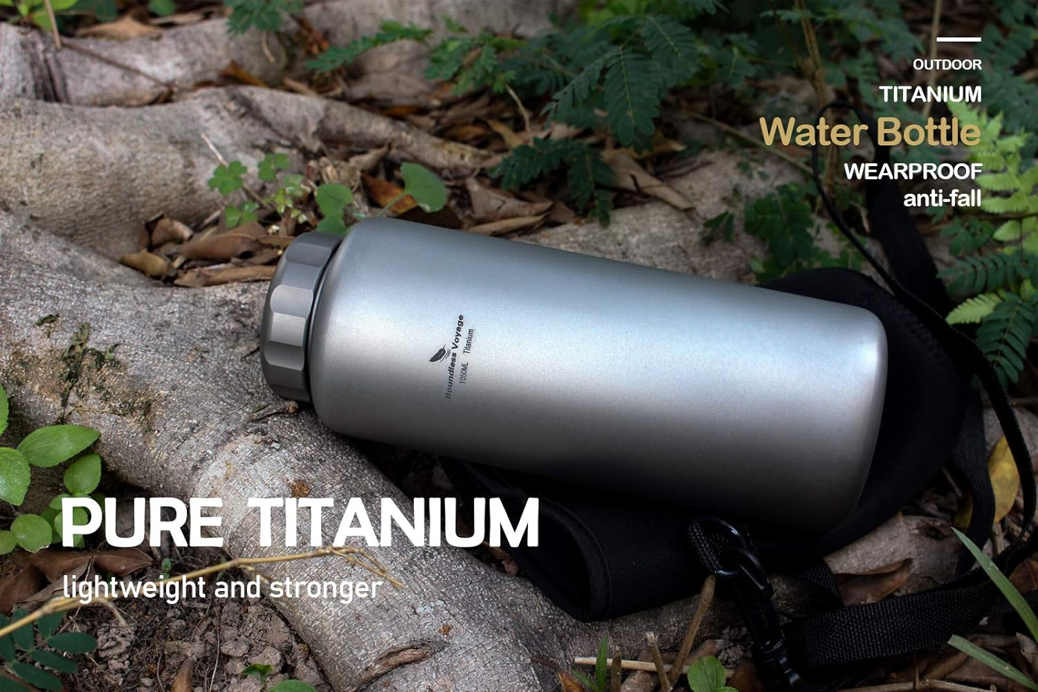 Boundless Voyage Titanium Water Bottle with Handle Big Capacity Wide Mouth Ultralight Leak-Proof Canteen Drinkware for Outdoor Camping Picnic Hiking Cycling Sports 35.5Oz 1050Ml / 20Oz 600Ml image number 5