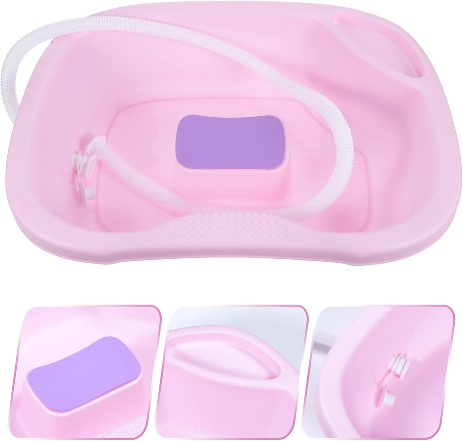 DECHOUS Portable Hair Washing Basin Bedside Shampoo Bowl for Adults for Elderly Pregnant Women Comfortable Hair Care Drain Design Lightweight for Home Use image number 3