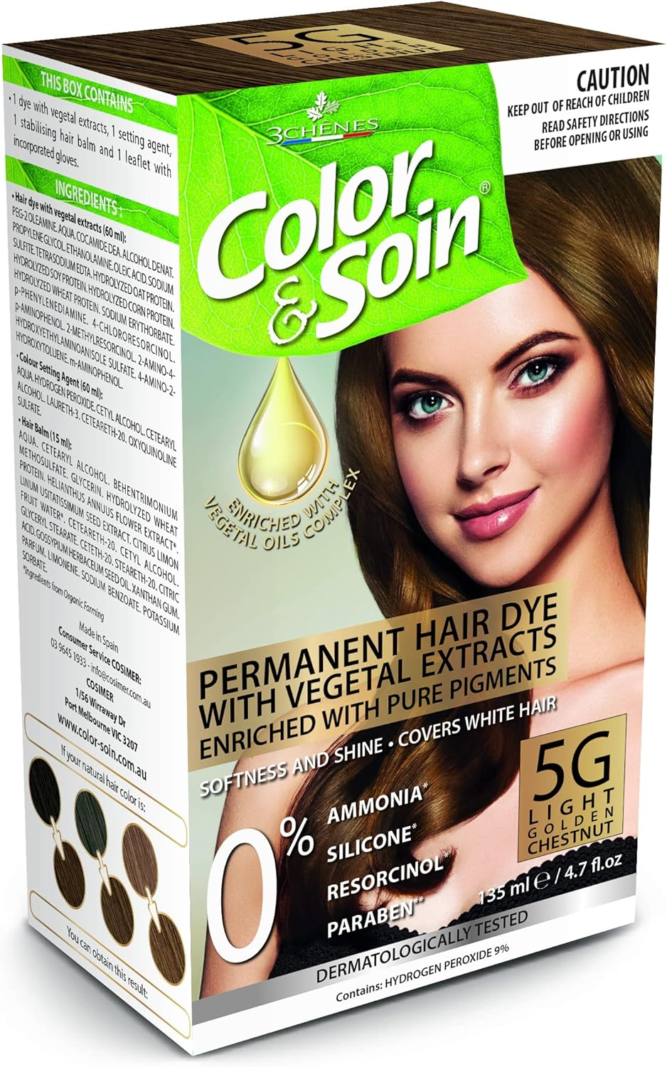 Color & Soin Permanent Hair Dye, 7G Golden Blond image number 2