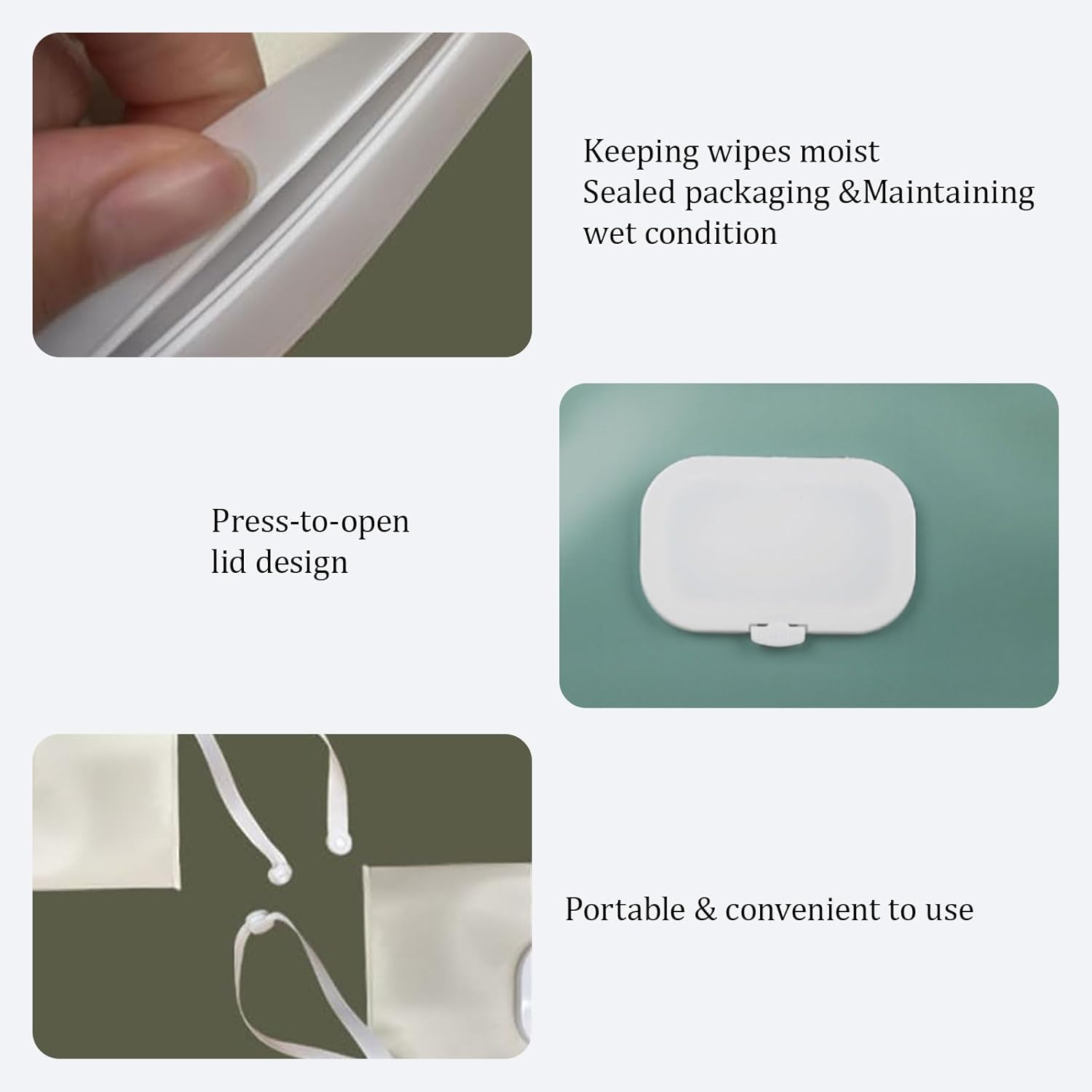 4Pcs of Baby Wipes Dispenser, Reusable Nappy Wipe Holders, Portable Travel Wet Wipes Dispenser, Plastic Flip-Top Pull-Out Packaging Bag during the Journey, Eva Tissue Bag image number 1