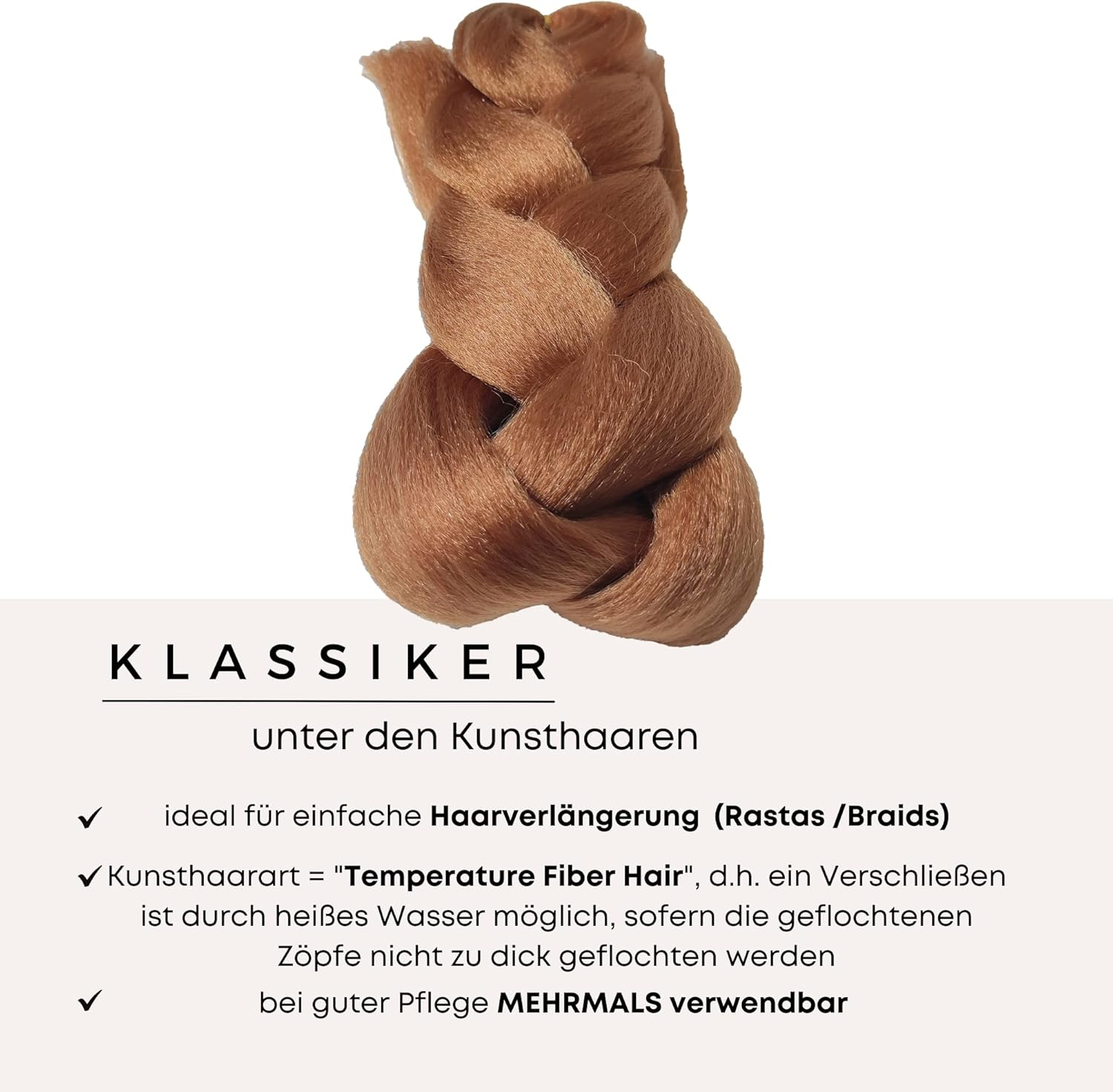 Synthetic Hair for Braiding in Hazelnut - Braids Extensions Rasta Hair - Xpression Hair - Copper image number 5