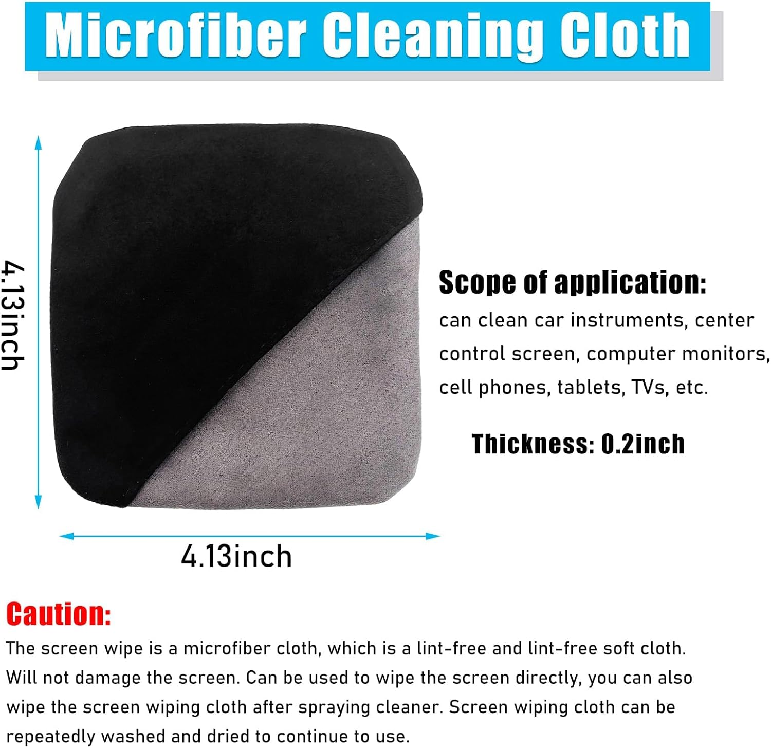 Car Screen Cleaner Cloth, Microfiber Square Pad, Foldable Dashboard Display Cleaning Cloth, Foldable Touch Screen Cleaner Cloth for Vehicle Dashboard LCD Display, Interior Car Accessories (Square) image number 3