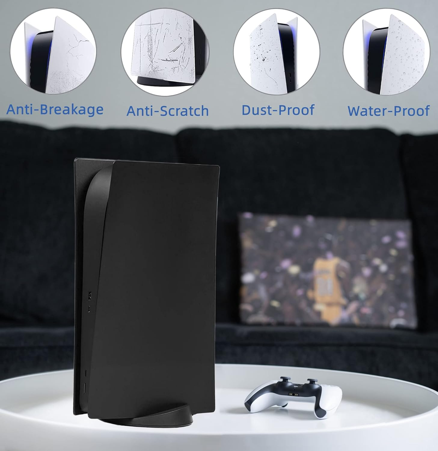 Digital Edition Face Plates Cover Skins Shell Panels for PS5 Console, Accessories for Playstation 5 Protective Shell Replacement Faceplate (Black) image number 4