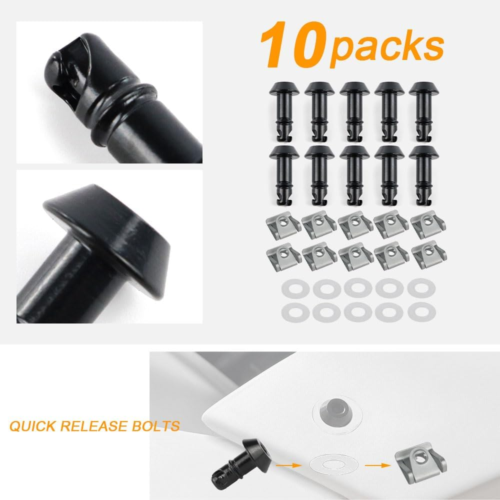 Xitomer 19Mm Universal Quick Release Fasteaners/Fairing Bolts Studs/Quarter Turn with Clips 1/4 Turn Quick Release Fit for Race Fairings (19Mm,Black) image number 5