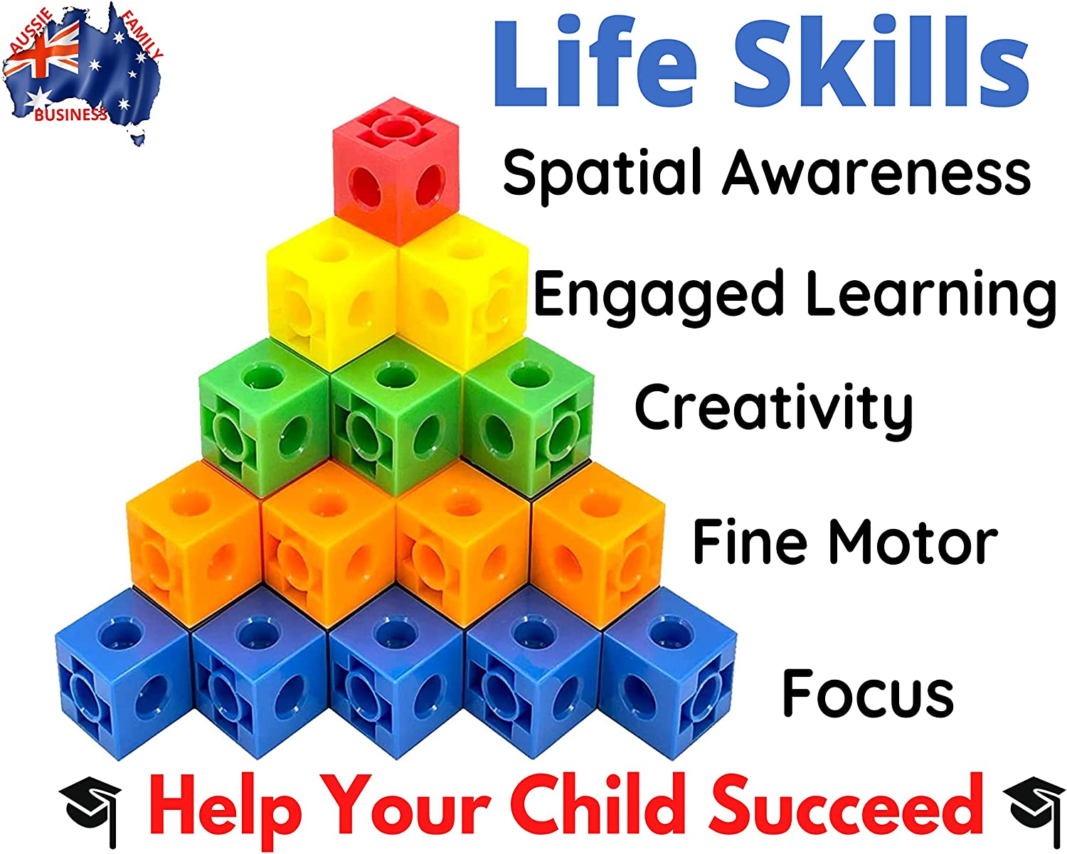 200 Math Cubes & 100 Math Counters Set with Learning Guide & Case - Ideal for Home Schooling, Montessori and Number Sense Learning. Creative Educational Connecting Blocks Toy & Bingo Counters for Kids