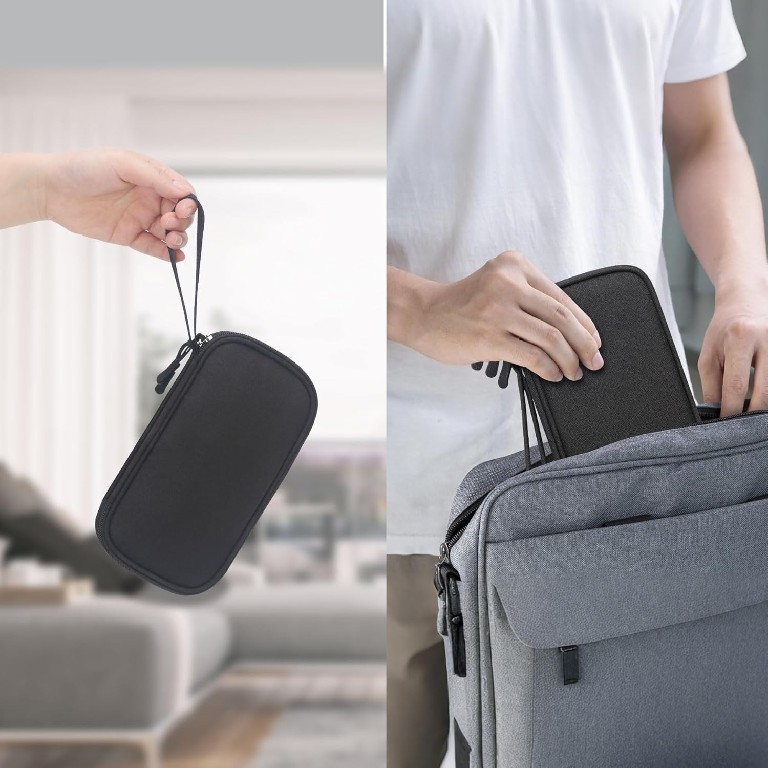 Lacdo USB Flash Drive Case with Labels, USB Case Organizer Thumb Drive Holder Portable Storage Bag Large Capacity for Sandisk/Samsung Flash Drives Jump Drive Memory Stick, SD Card, Cable, Black image number 2