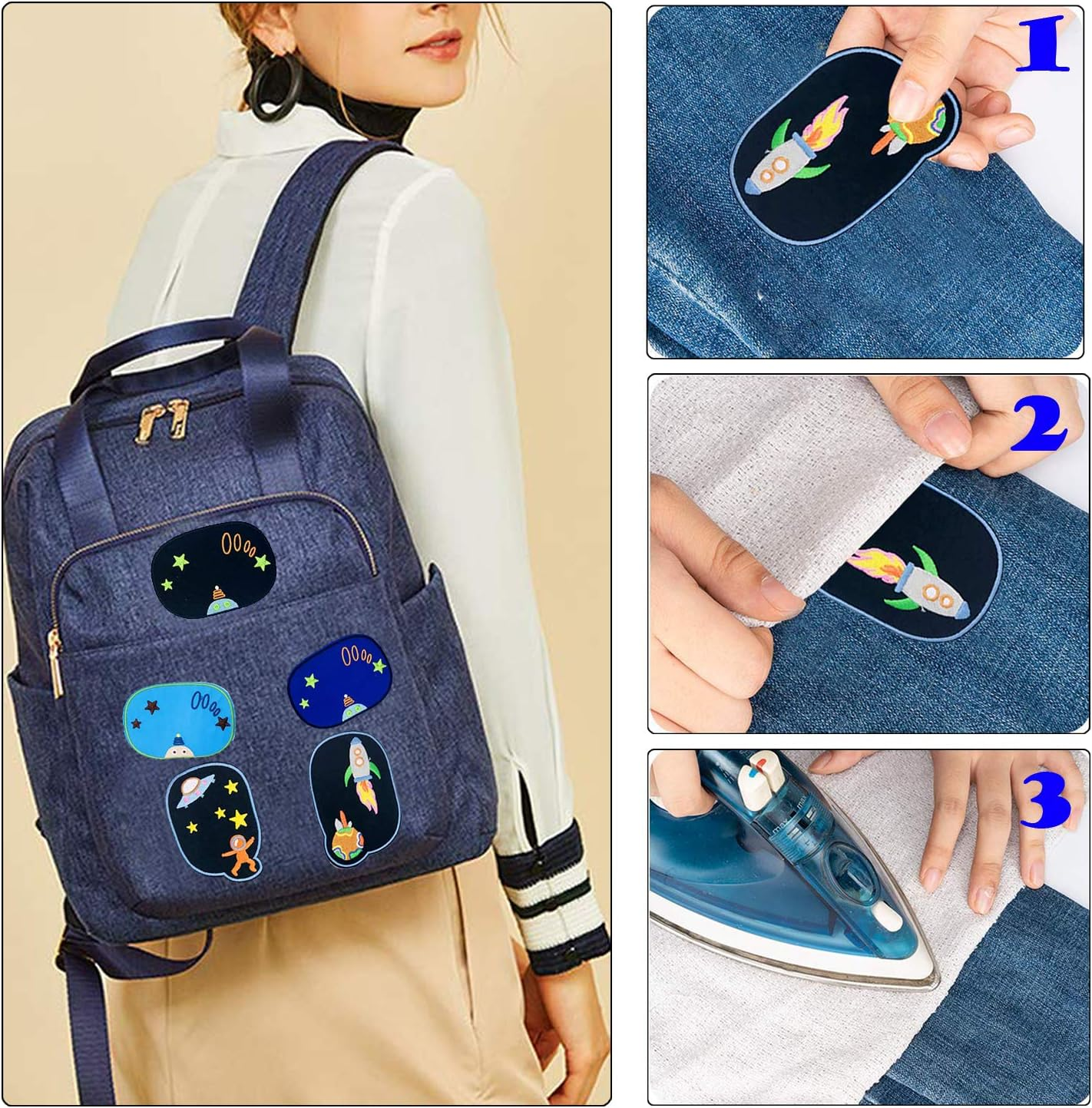 Woohome Patch Embroidered Iron on Applique Patch for Craft, Sewing, Clothing, Other Fabrics Knee Stick image number 6