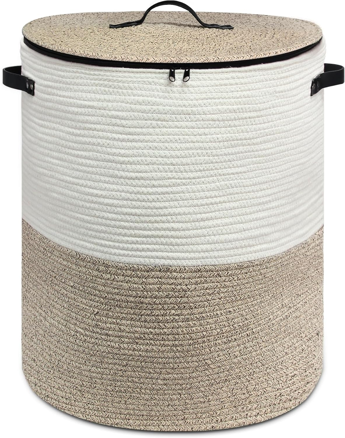 Foldable Laundry Basket Small with Lid, Laundry Hamper - Laundry Baskets, Baskets Braided Cotton Basket - Storage Basket Small Laundry Basket Children'S Room (Grey, 35 X 42 Cm)