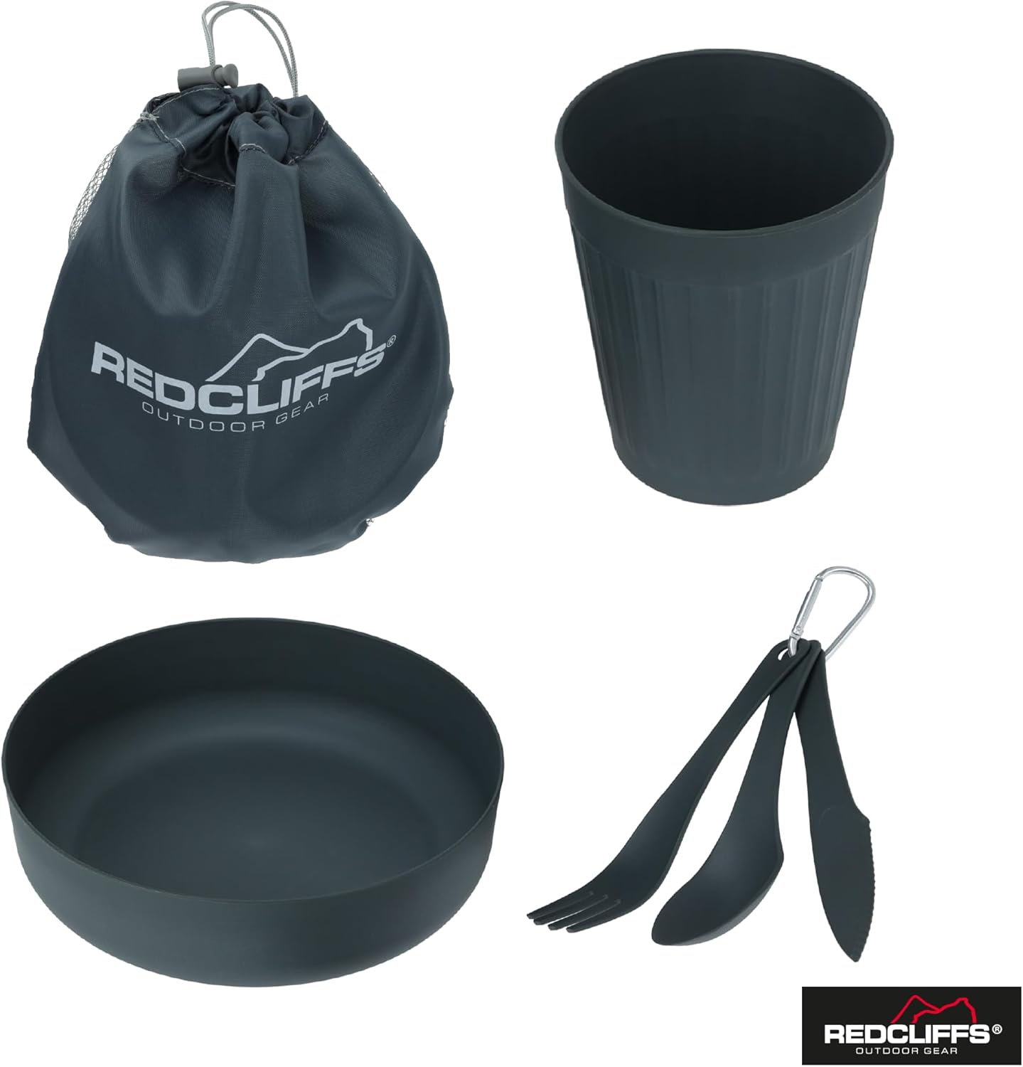 Yatsal Redcliffs Camping Bowl Mug and Cutlery with Bag (6 Piece Set) image number 1