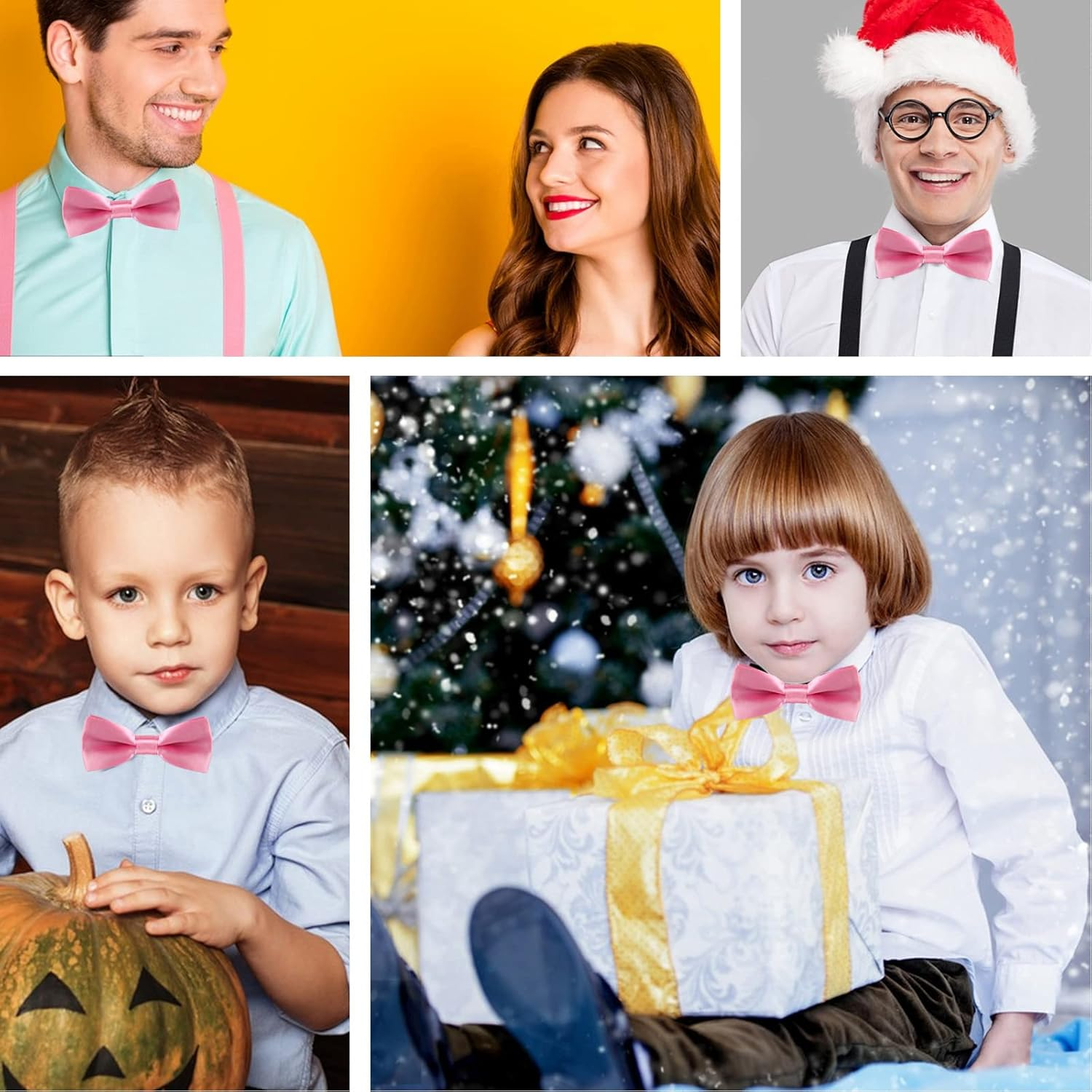 Adjustable Boys Bow Tie Solid Pre Tied for Wedding Party Dress Up image number 6