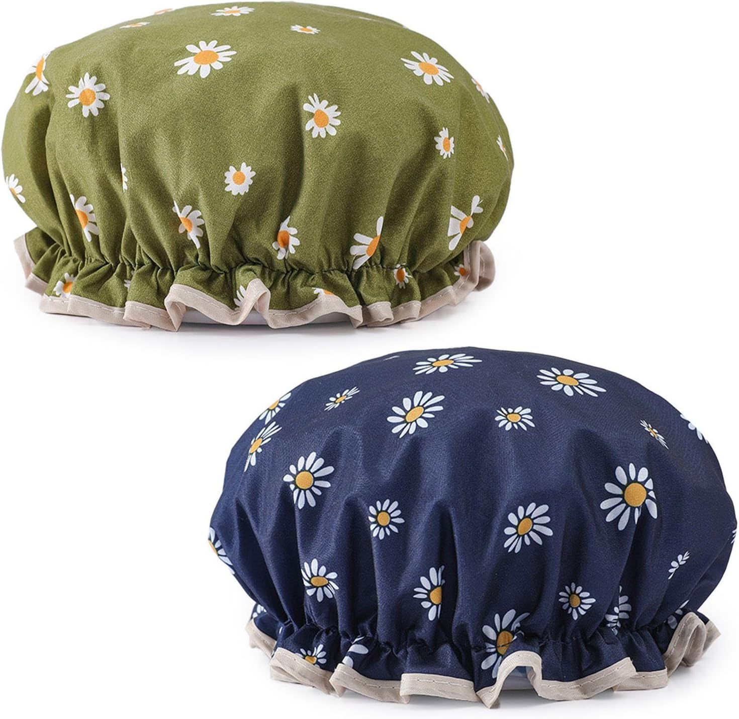 Pack of 2 Floral Printed Shower Cap, Women'S Shower Cap, Waterproof Shower Cap, Reusable Shower Cap, Shower Accessories image number 2