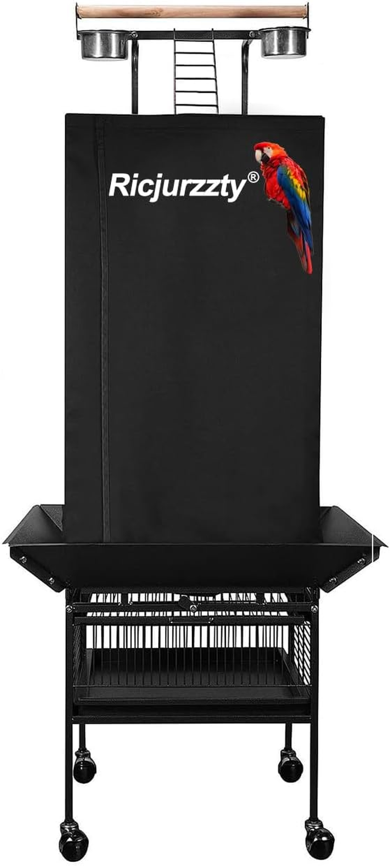 Black Bird Cage Cover for Large Bird Cage with Play Top,Waterproof, Sunscreen and Dustproof (61'') image number 1