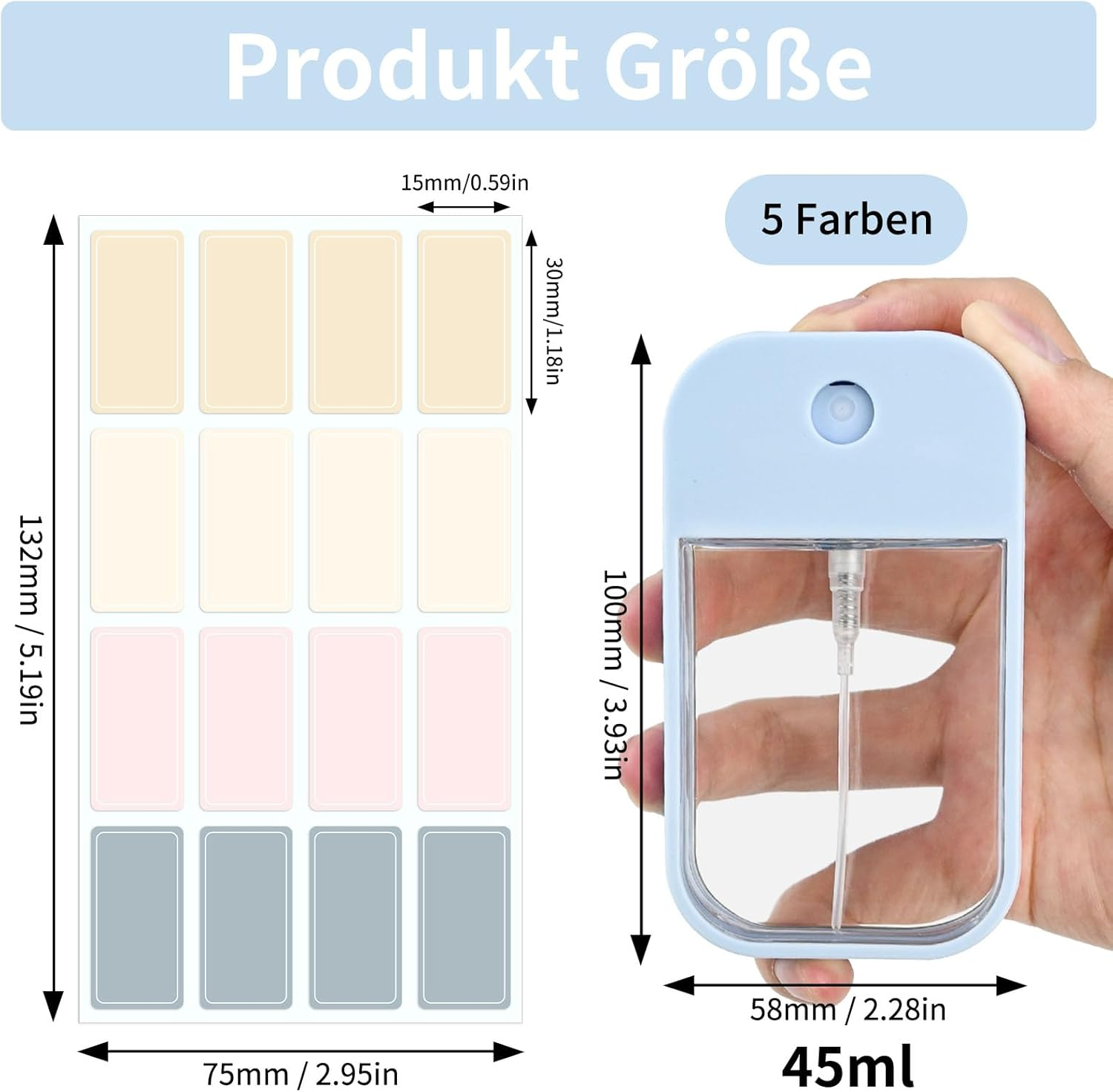 Alethron Small Spray Bottle, Pack of 5 Perfume Filler with Waterproof Label, 45 Ml Reusable Spray Bottle, Transparent Small Spray Bottles for Filling, Portable Perfume Atomiser image number 3