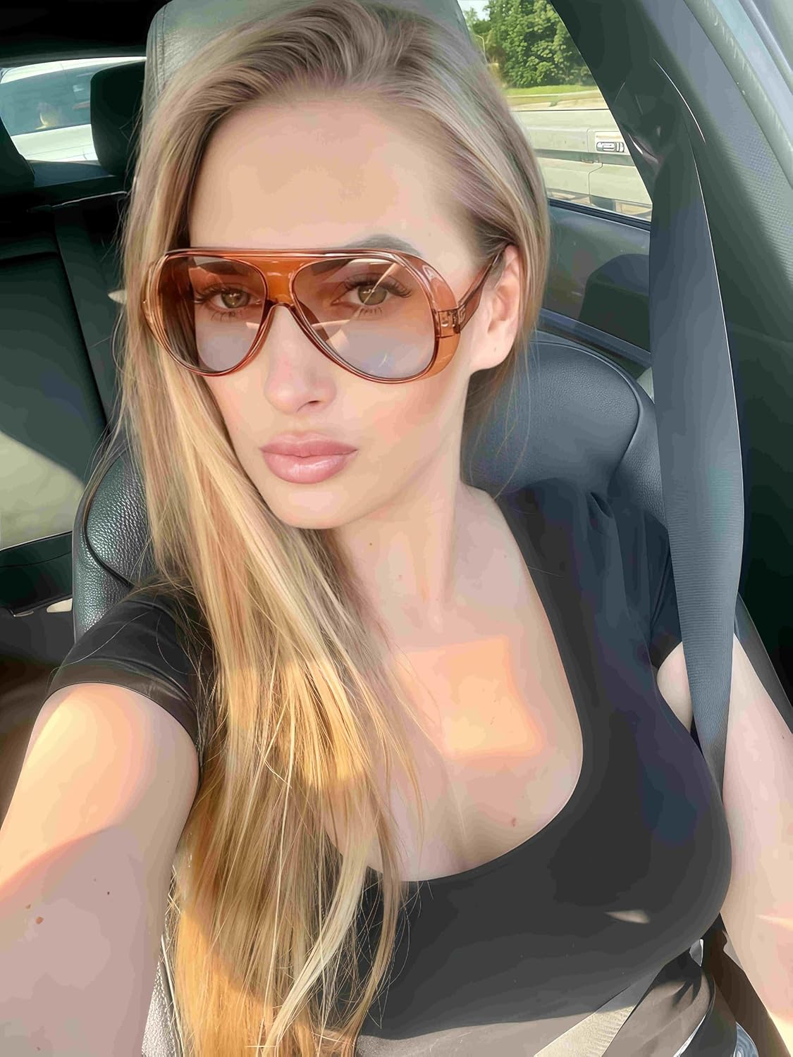 Trendy Aviator Sunglasses for Women Men, Retro 70S Sun Glasses, Oversized Glasses UV400 image number 5