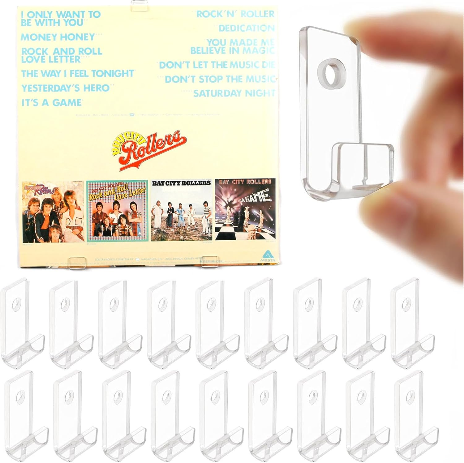 Vinyl Record Wall Mount, 18 Pcs Album Shelves Wall Mounted Display, Vinyl Display Holder Wall, Mini Acrylic Album Record Holder for Home Decor & Record Storess image number 4