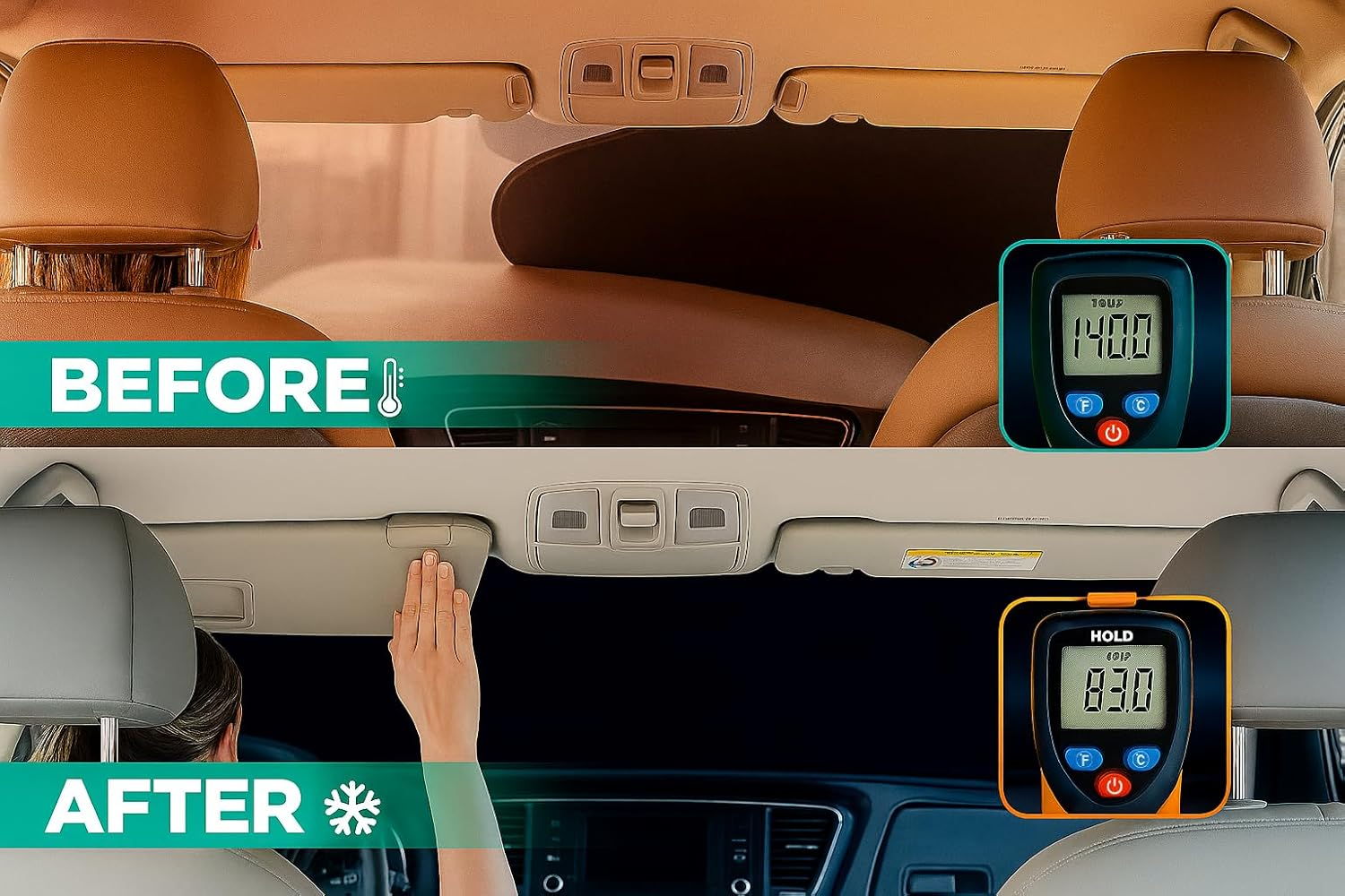 Kinder Fluff Windshield Sun Shade -Certified Automotive Accessories Blocking 99.87% UVR- Sunshades Protector for Steering Wheel, Car Seat & Car Accessories Interior - Window Shade (Large) image number 2