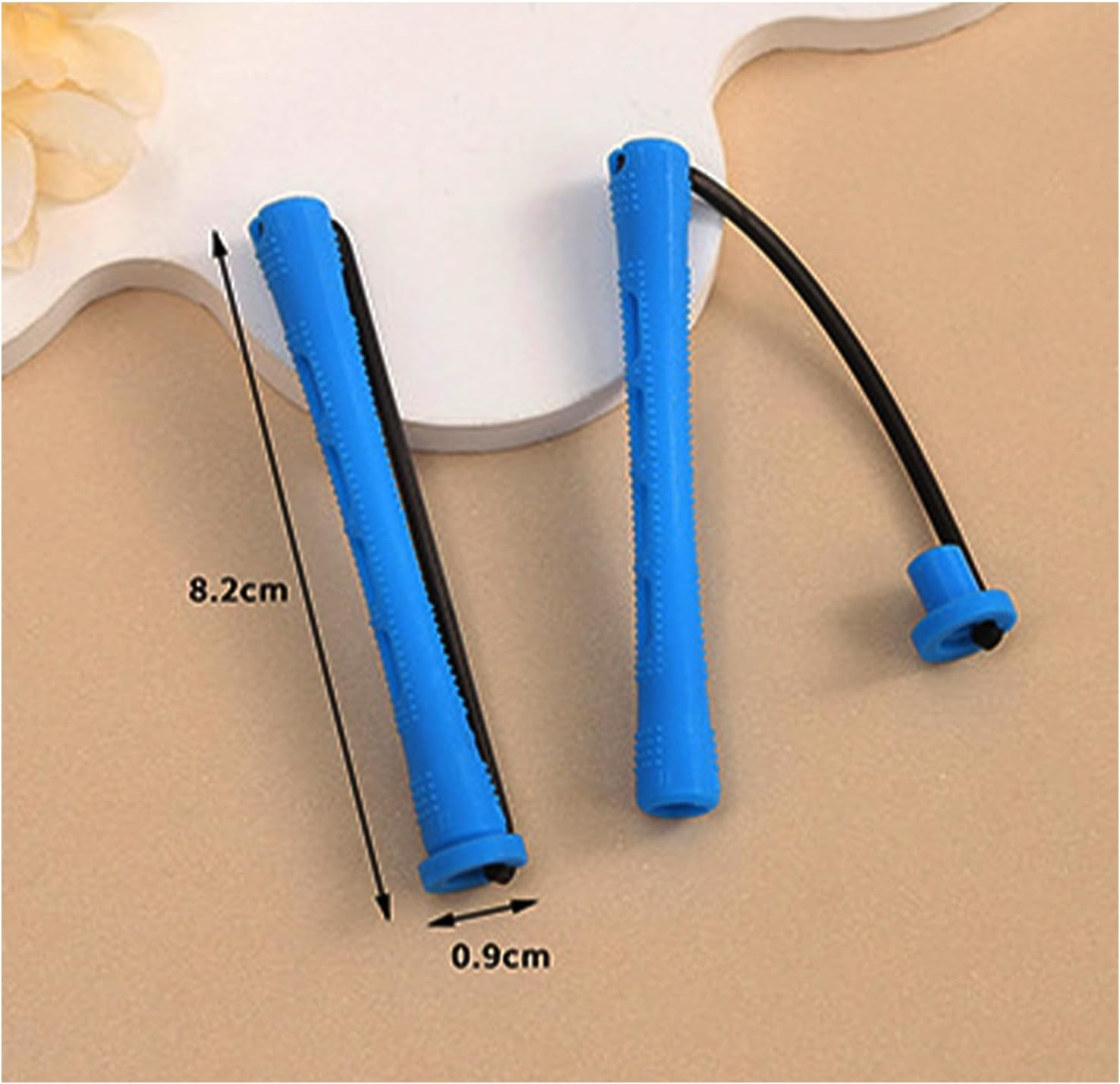 Yicoovey 60-Pack Small Plastic Blue Mini Curling Rods, 0.35-Inch, with Comb, Perm Set, Ladies' Hair Curler, Natural Short Hair Curler image number 6