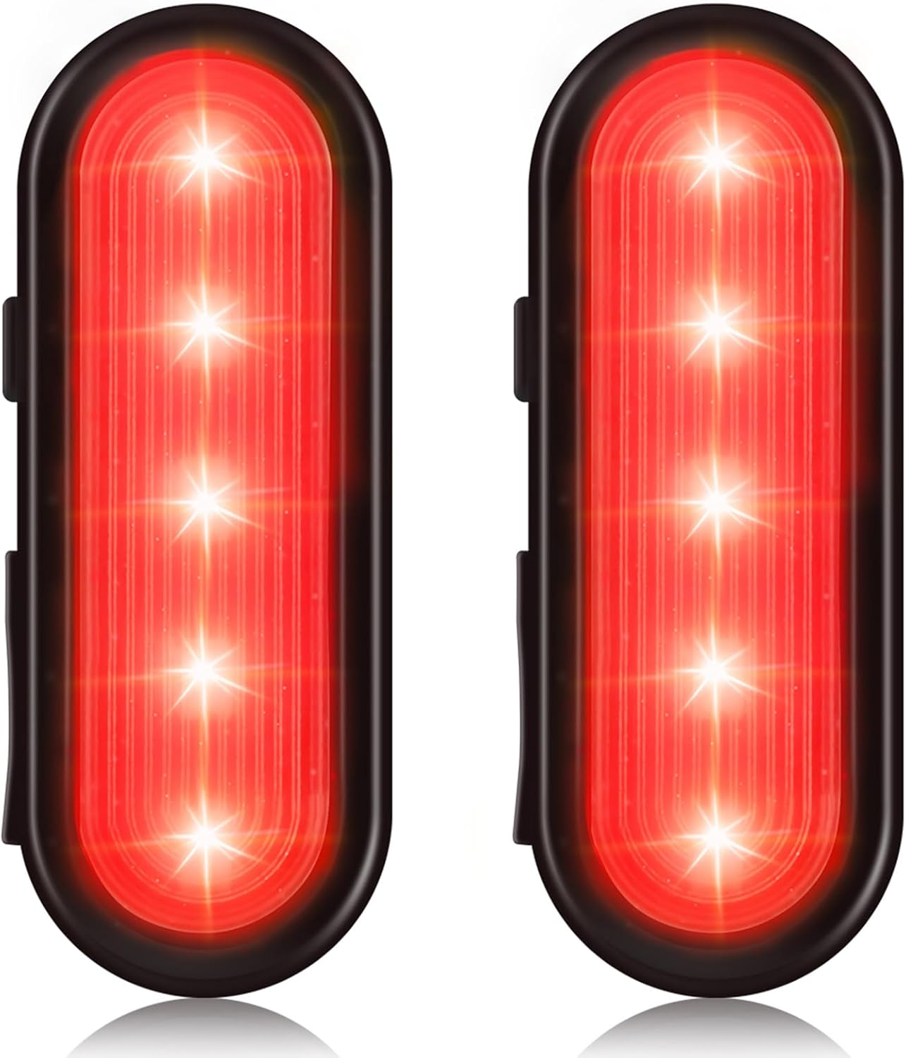 Rechargeable LED Safety Lights, Waterproof Hands-Free Running Lights Compact Warning Flashlight with 3 Modes (Continuous & Flashing Light) for Night Jogging Hiking Camping Outdoor Adventures (2Black)