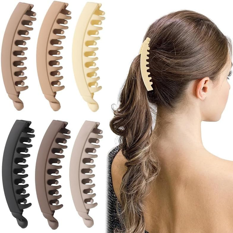 Banana Clips Hair Clincher Combs for Women, 6Pcs Banana Clips Hair Clincher Combs,Large Banana Clip Banana Hair Clip
