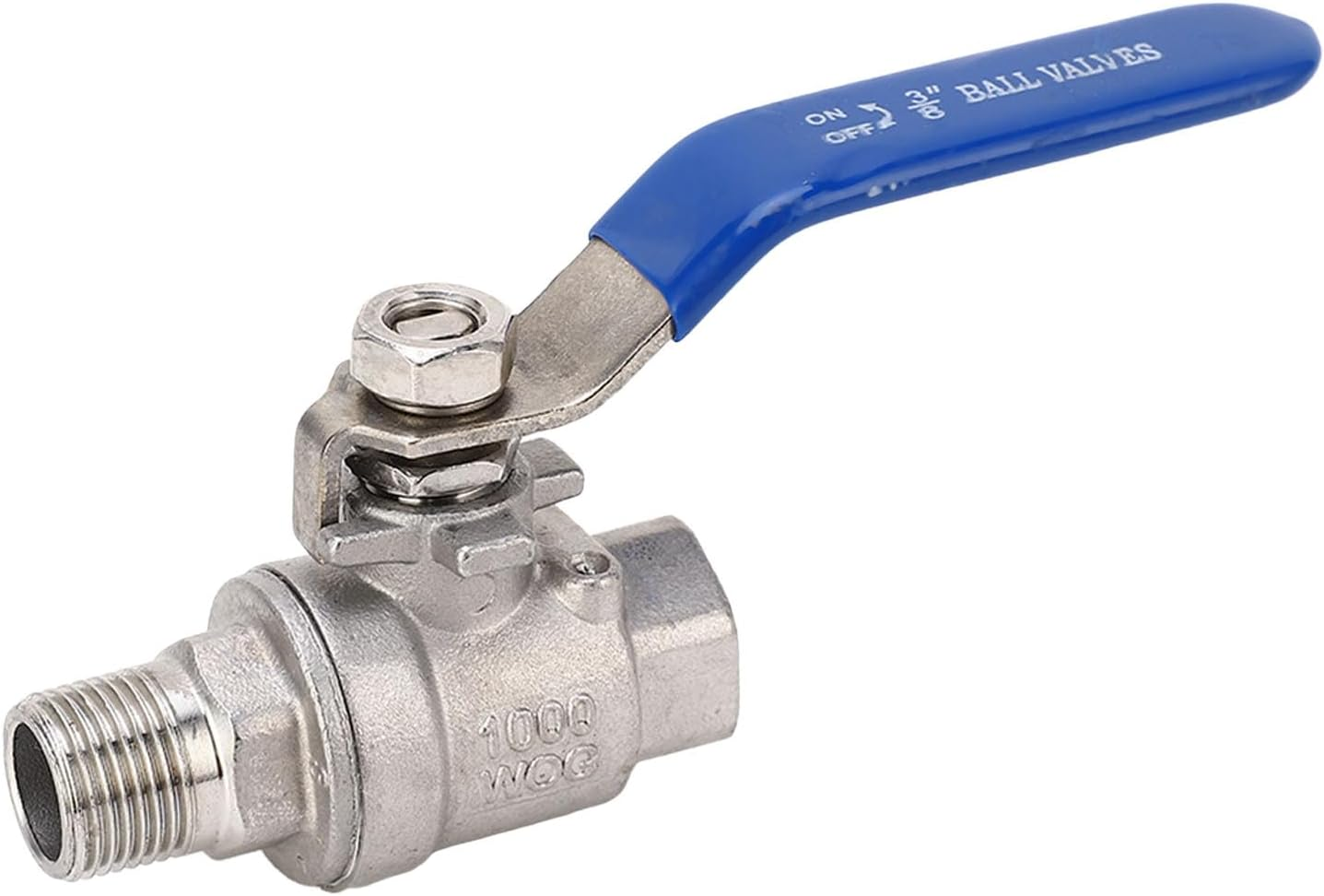 Diyeeni Full Port Ball Valve, 3/8In NPT Female & Male Ball Valve, Stainless Steel 304 Heavy Duty for Water Oil and Gas, 1000WOG with Lock Device image number 4