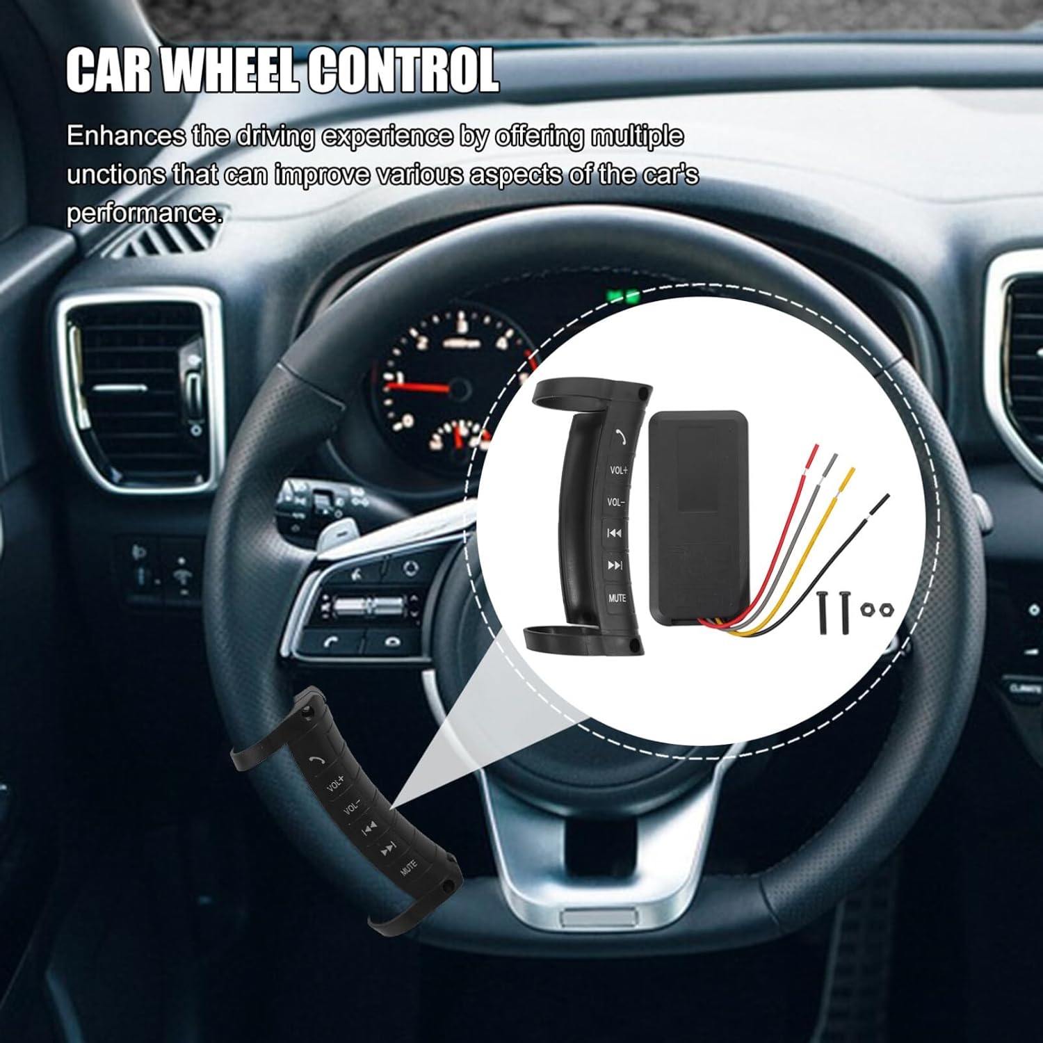 SOLUSTRE Steering Wheel Control Steering Wheel Remote Controller Car Wheel Control Button image number 3